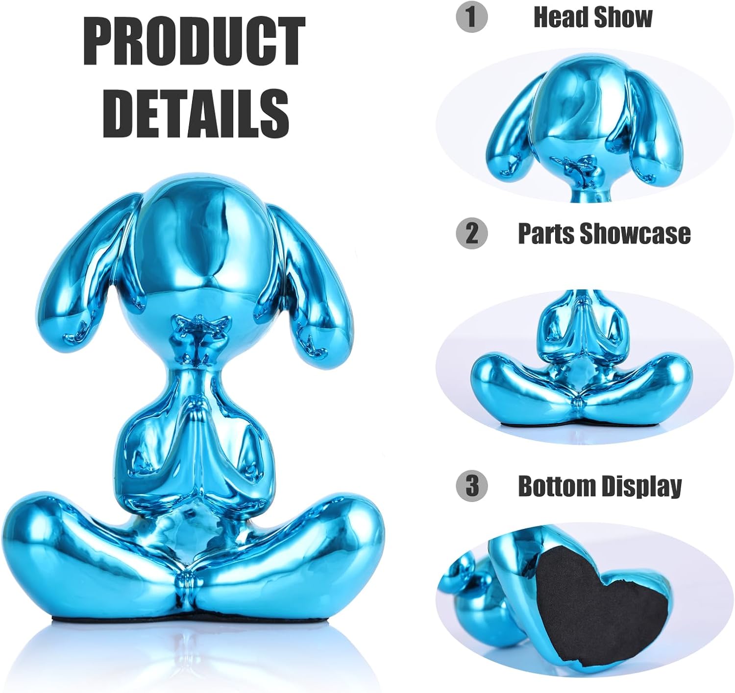 Blue Balloon Dog Statue in Meditation Pose - Small Balloon Dog Decor, Cute Preppy Room Ornament for Shelf, Desk, Vanity, Entryway or Office, Figurine Gift for Teen Girls, Clean Girl Room Aesthetic