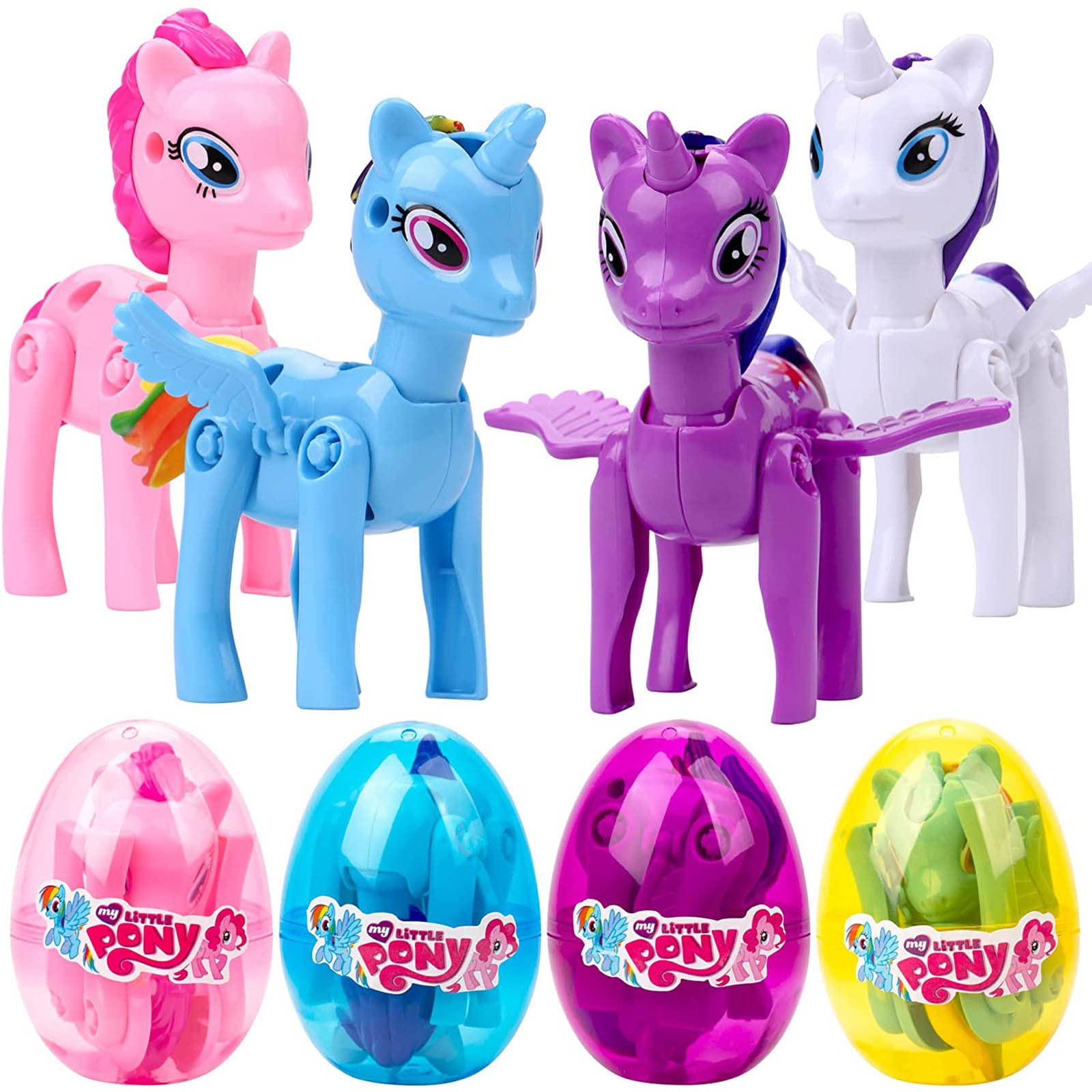 MacMylla Easter Deformation Unicorn Eggs, Jumbo Easter Eggs with Unicorn Inside for Kids Boys Girls Toddlers Easter Basket Stuffers Easter Decorations Party Favors Fillers 4 Pack