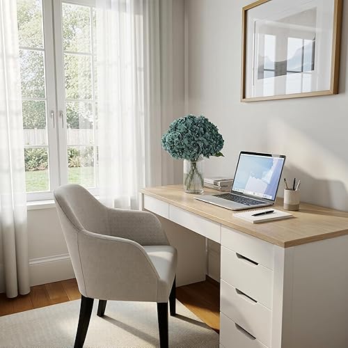 Miniatura 6 de 2 Ramos de Flores Artificiales de Seda Hortensias Arreglos de Flores Artificiales Ramos de Boda Decoraciones Florales de Plástico para Hogar,