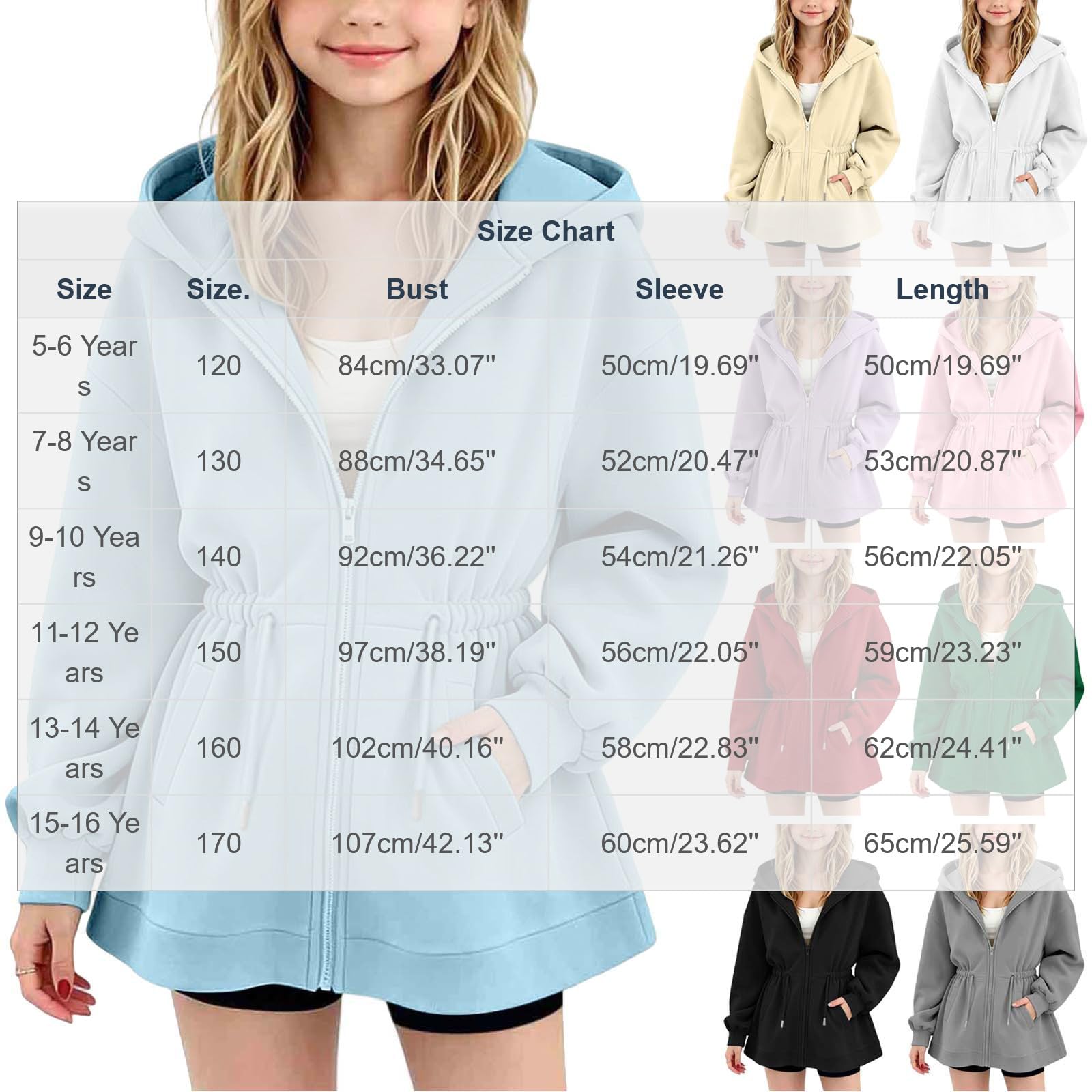 Felpa per Bambina con Cappuccio Maniche Lunghe Hoodie Morbida Caldo