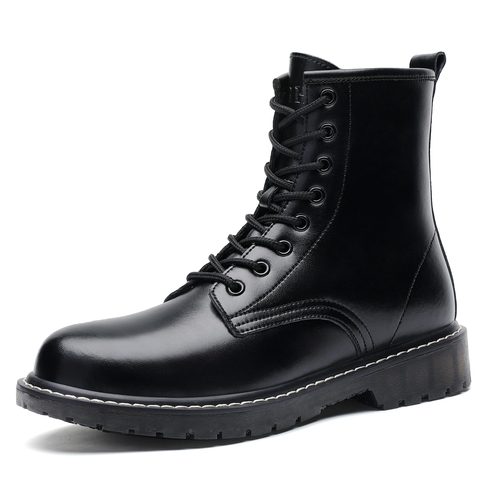 QHHWomen's Combat Boots Womens Motorcycle Boots Ankle Booties Low Heel Side  Zipper Lace-up Fashion Casual Short Boots