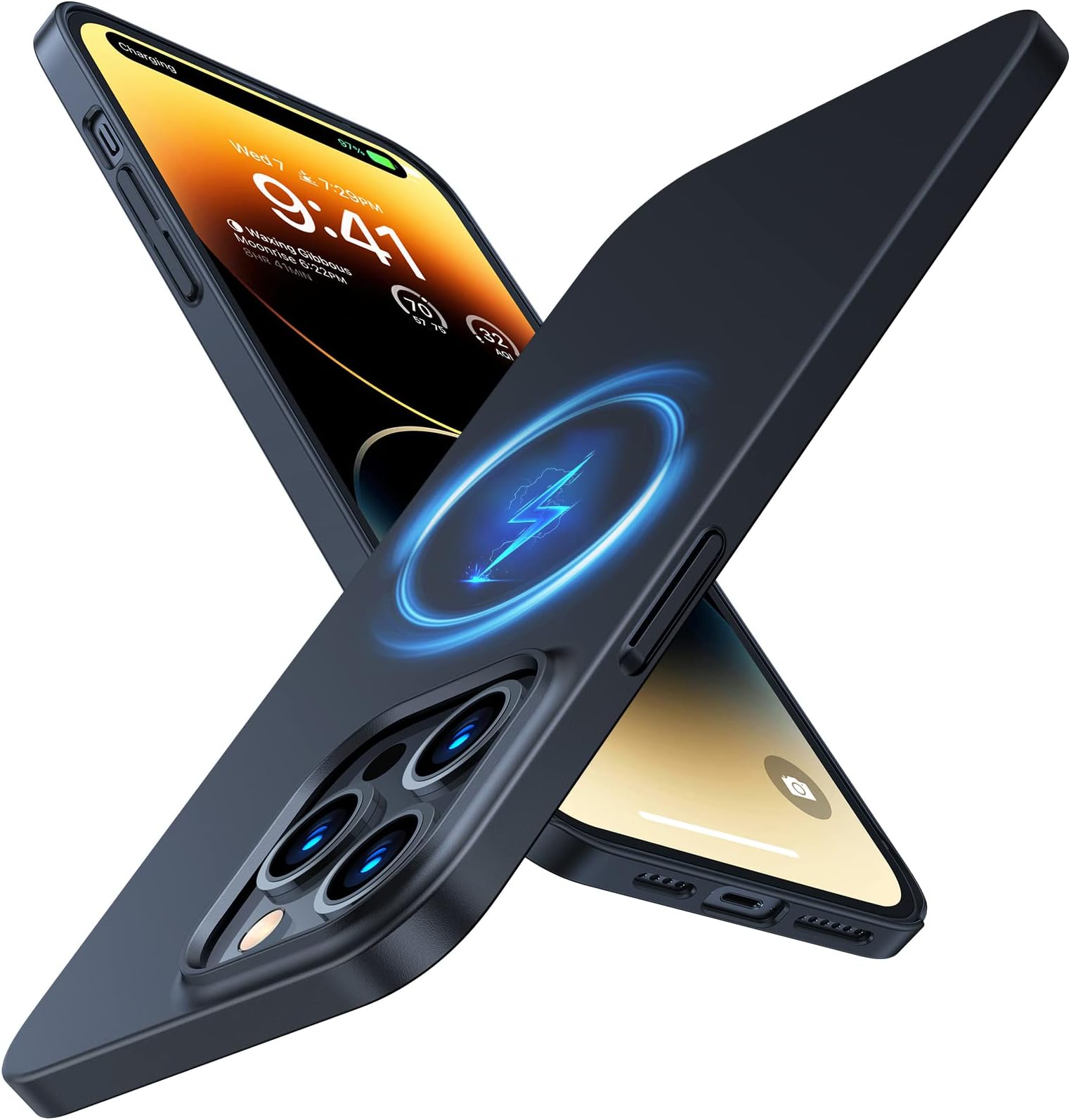 Magnetic Slim-Fit for iPhone 14 Pro Max Phone Case, Ultra-Thin Case Compatible with MagSafe, Matte Hard PC Cover Protective Anti-Fingerprint Anti-Scratch 2022, Black