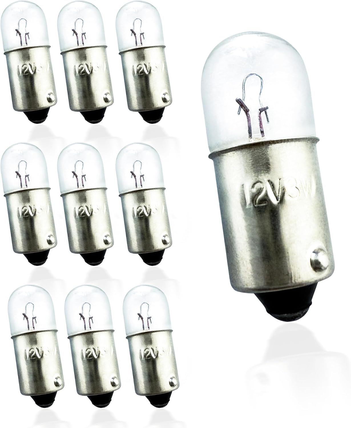 10 Pcs 6V 3W 6 Volt 3 Watt Motorcycle Speedo Speedometer Light Bulb | for Honda CT70 90 110 125 CA95 MR175 250 MT 70 75 90 110 125 175 250 | Bulb model：BA9s Miniature Bayonet