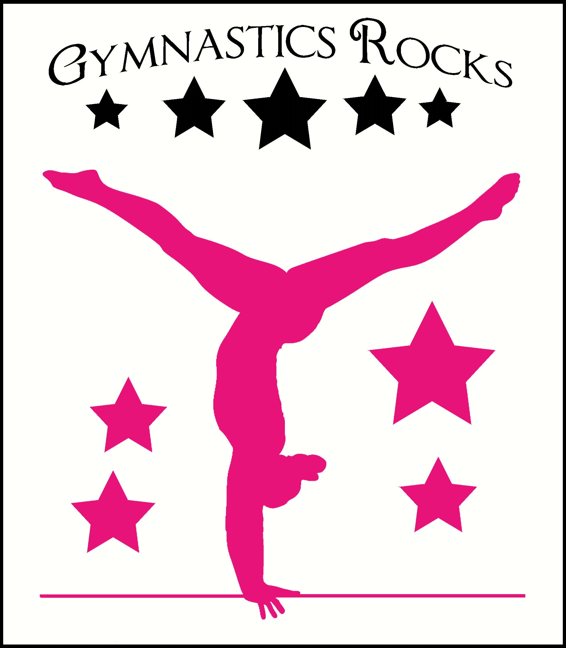 Wall Decor Plus More WDPM2497 Balancing Gymnast with Stars and Gymnastics Rocks Girls Room Wall Sticker Over 4-Feet Tall, Black/Hot Pink