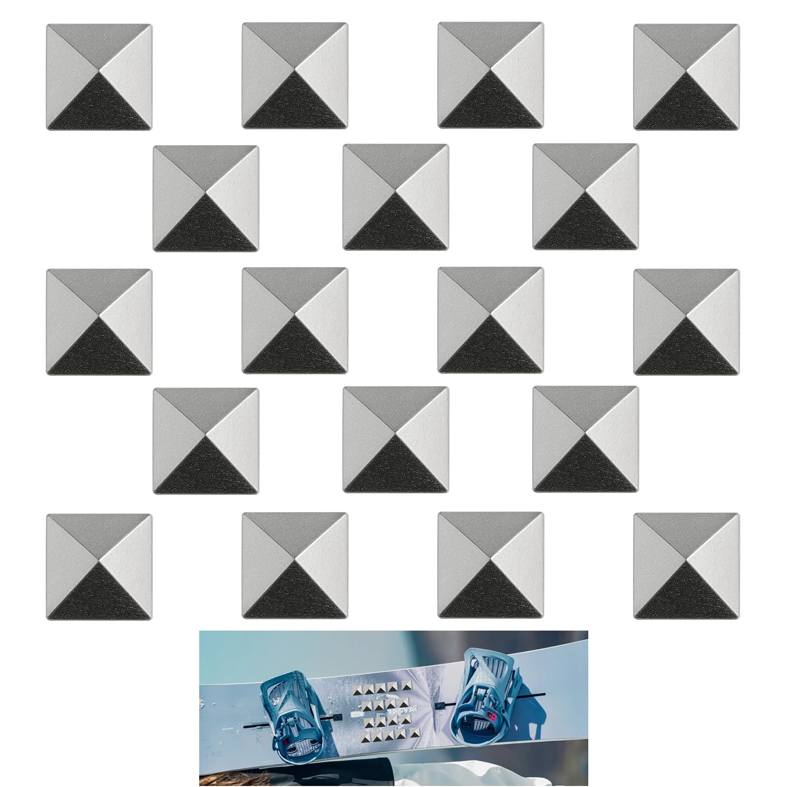 18 Pièces Stomp Pad Snowboard,Coussinet Antidérapant Snowboard,3D Pad Snowboard Autocollant (Argent)