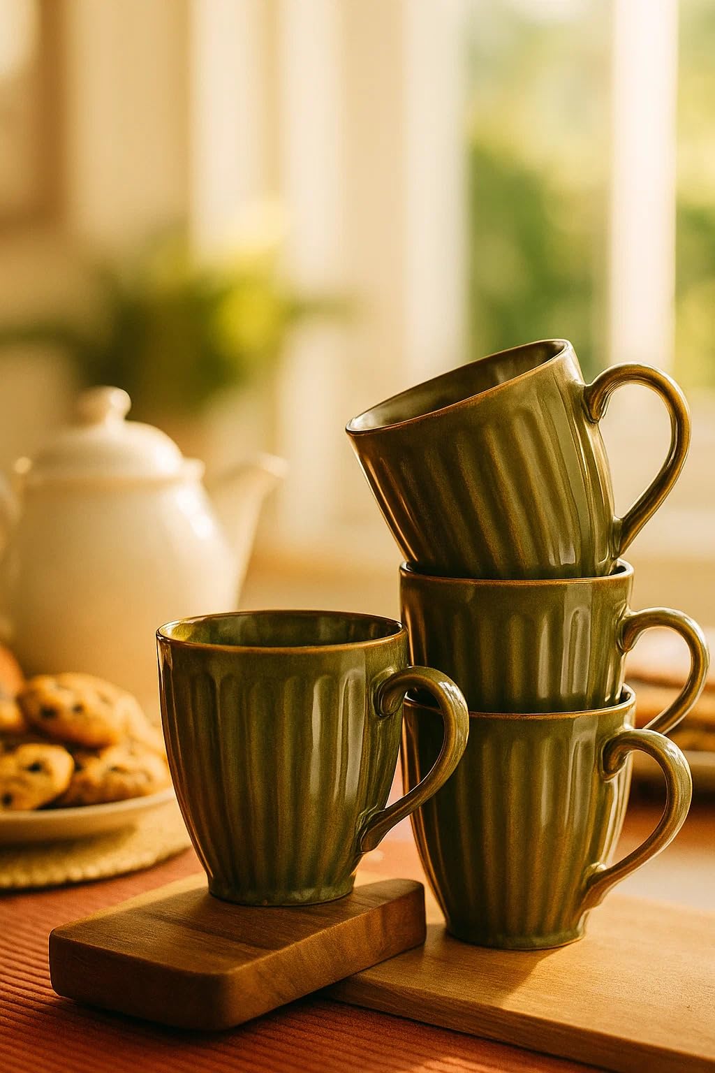 Sphinx Green Ceramic Coffee Mug Set of 2| 300 ml Smooth Glossy Handcrafted Cups for Tea & Coffee | Microwave Safe, Dishwasher Friendly, Perfect for Daily Use or Gifts
