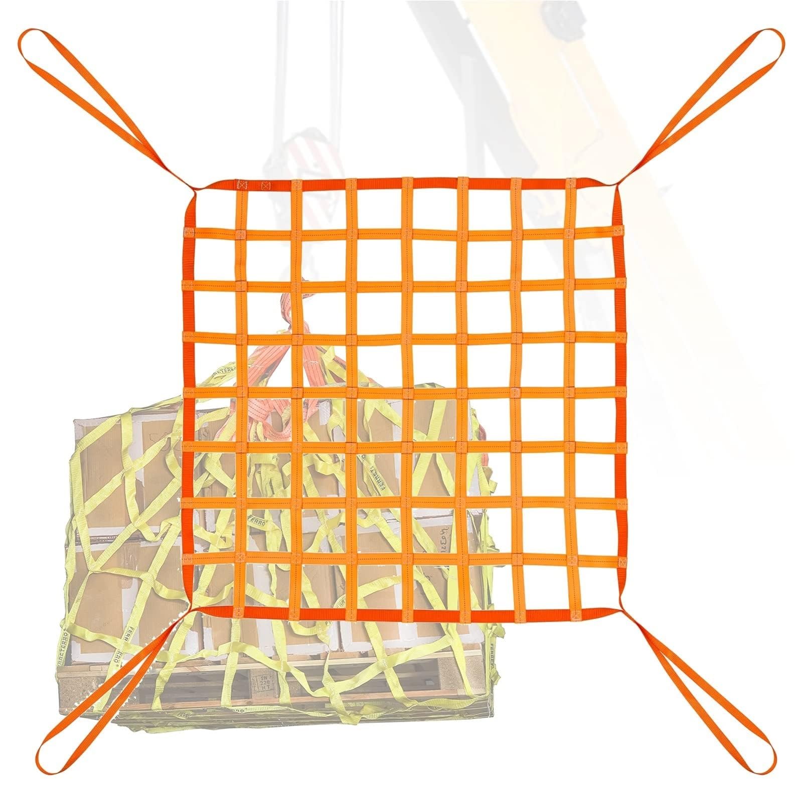 Red De Elevación De Carga De Poliéster - Cinta De Malla De Elevación Resistente Al Desgarro, Red De Elevación De Cuerda Duradera, Bolsa De Elevación De Carga(1.5 X 1.5M/Mesh 10cm/Load 2t)