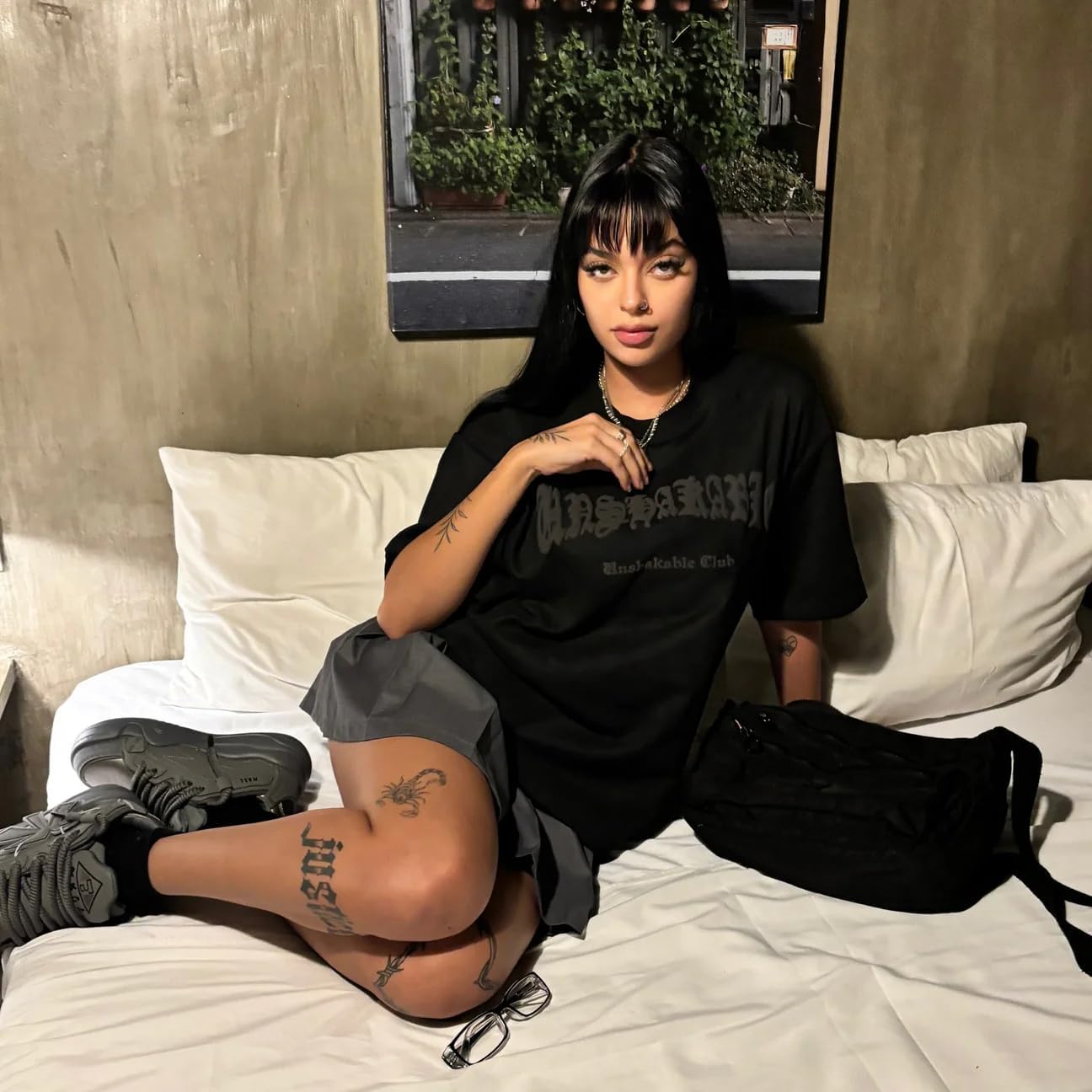 Y2k Magic Wing Graphic Heavy Letters Tee Streetwear Suede Oversized Unisex Shirts Tops - Image 2