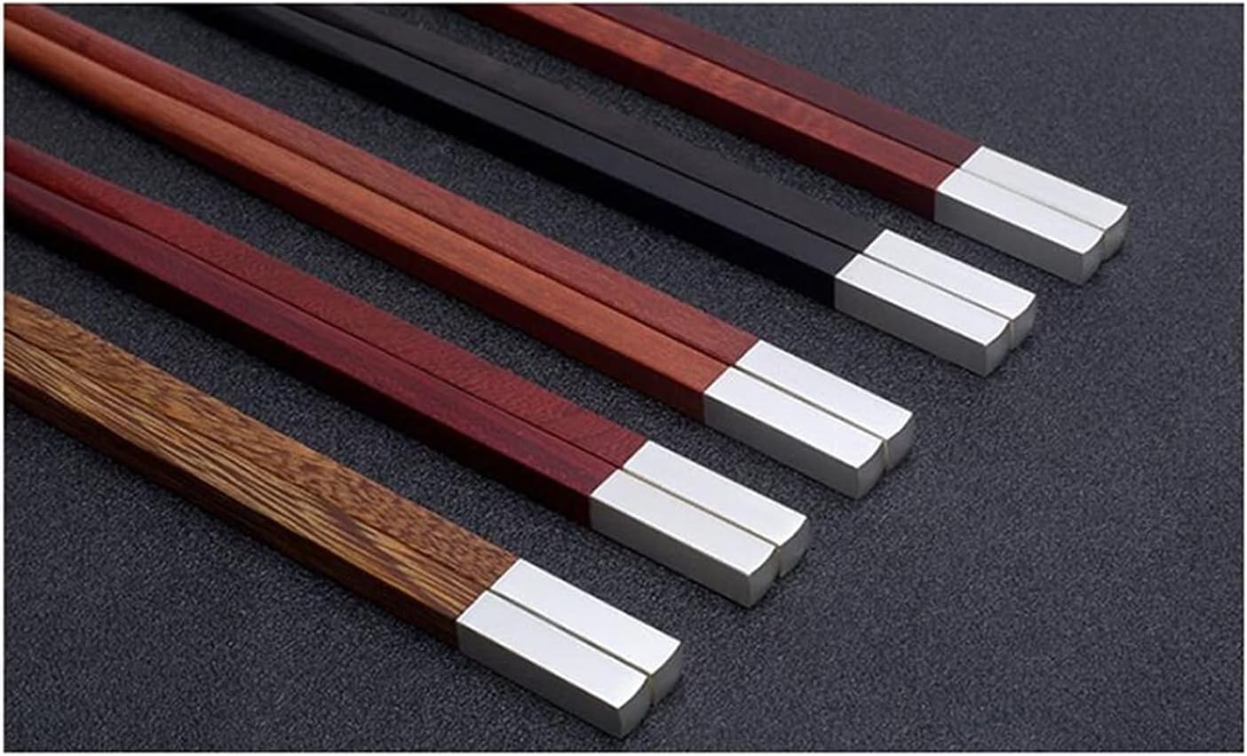 5 P Bacchette E Poggia Bacchette Set Regalo, Bacchette di Legno Riutilizzabili Leggere Bacchette Ramen, Silver