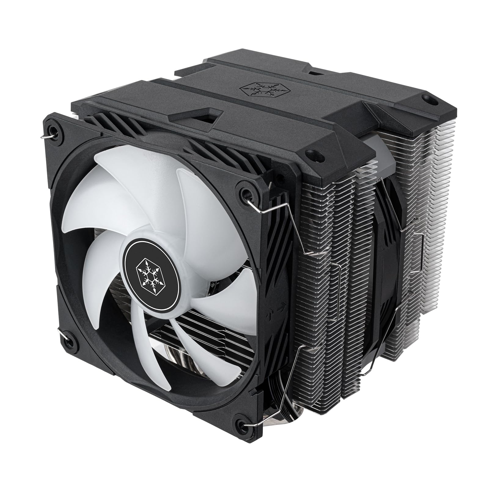 SilverStone Technology Hydrogon D140 ARGB Disipador para CPU de torre dual de alto rendimiento que dispone de seis tubos isotérmicos de cobre y ventiladores ARGB duales SST-HYD140-ARGB