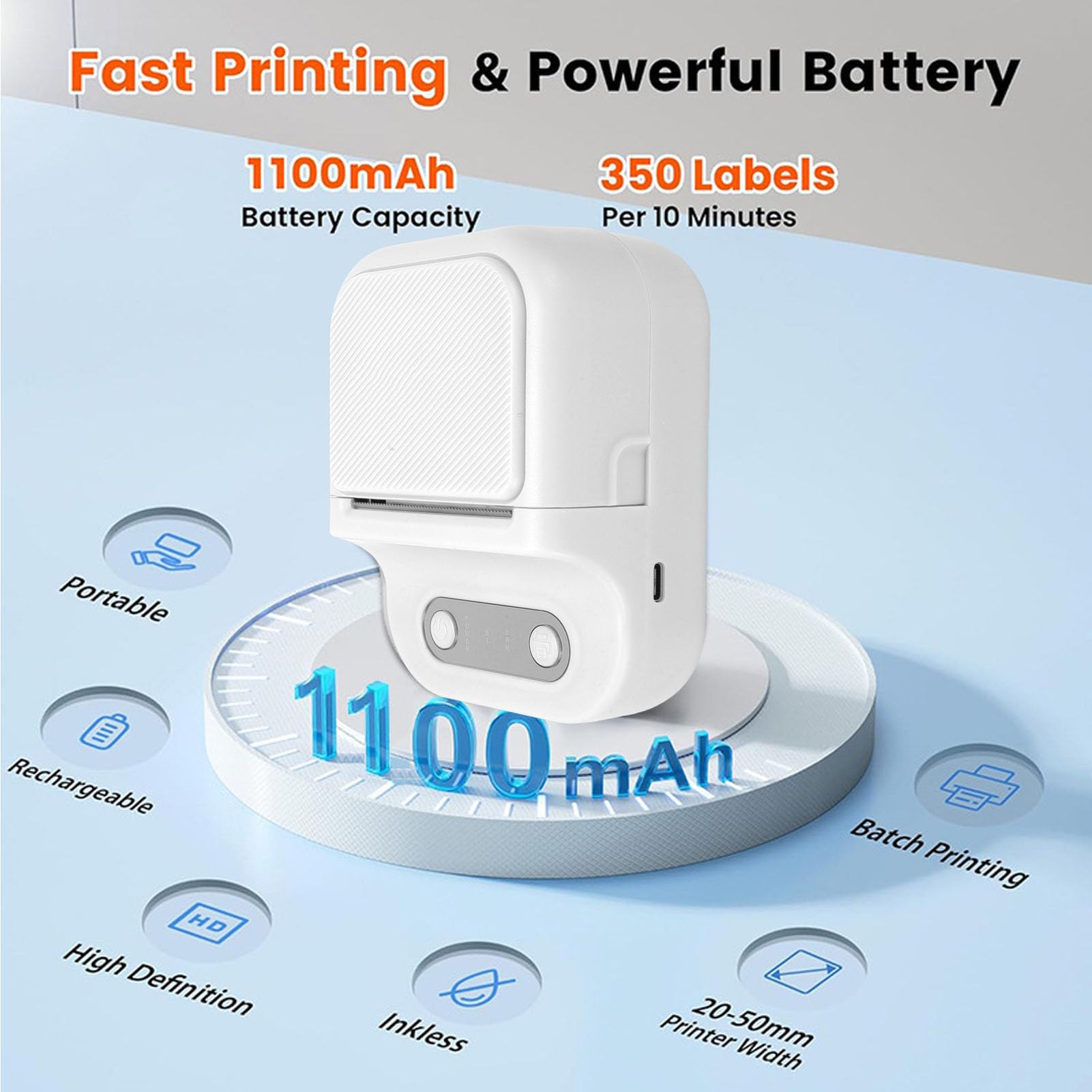 Asixxsix Etichetta Maker, Etichetta Maker con APP, Mini, Stampante termica portatile per piccole imprese, Casa, Ufficio, Scuola, Codice a barre, (WHITE)