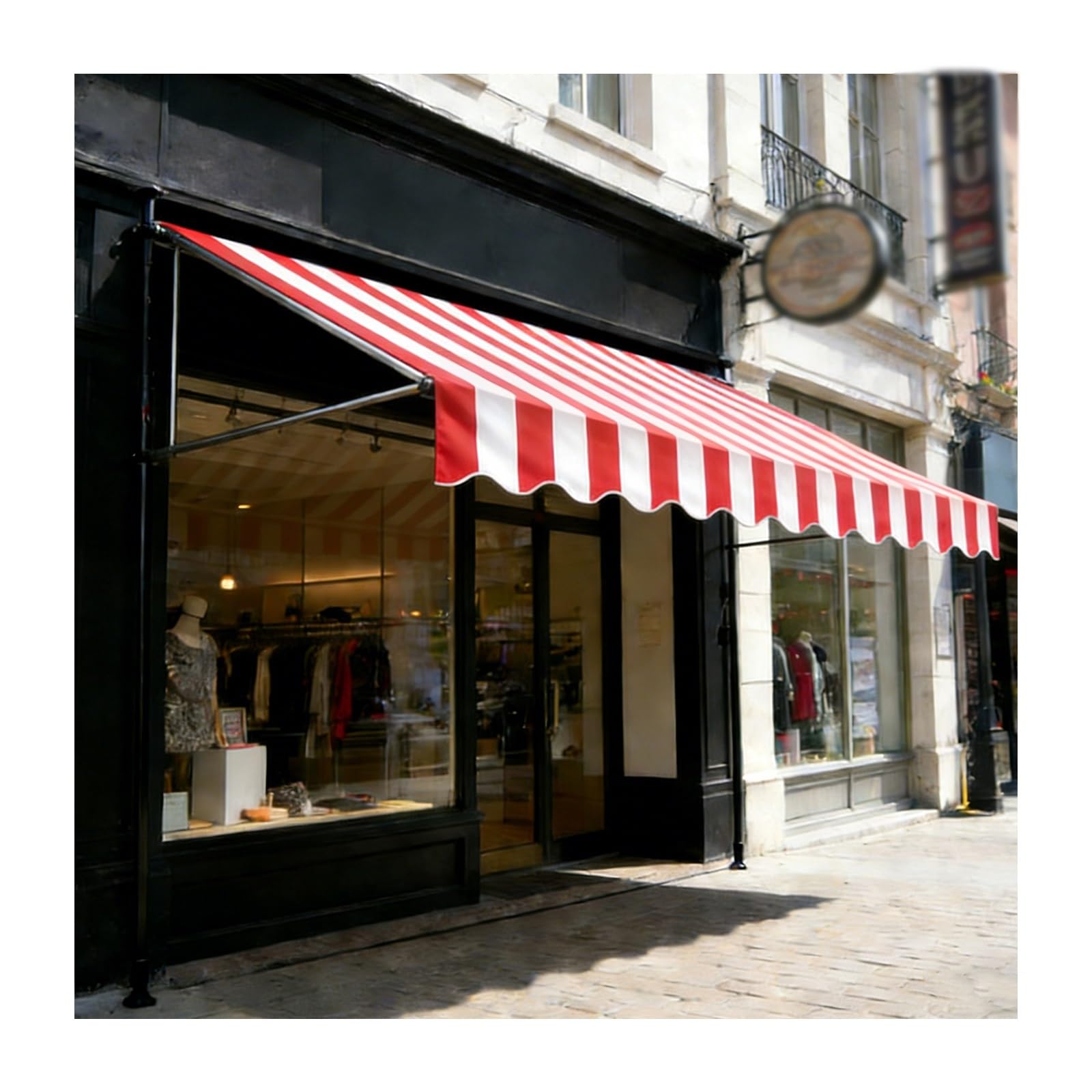 LWJSOCP Adjustable Retractable Patio nings Waterproof Exterior Canopy with Crank Mechanism Ideal for Balconies Gardens and Patios - Red and White 250CM/98.4in.