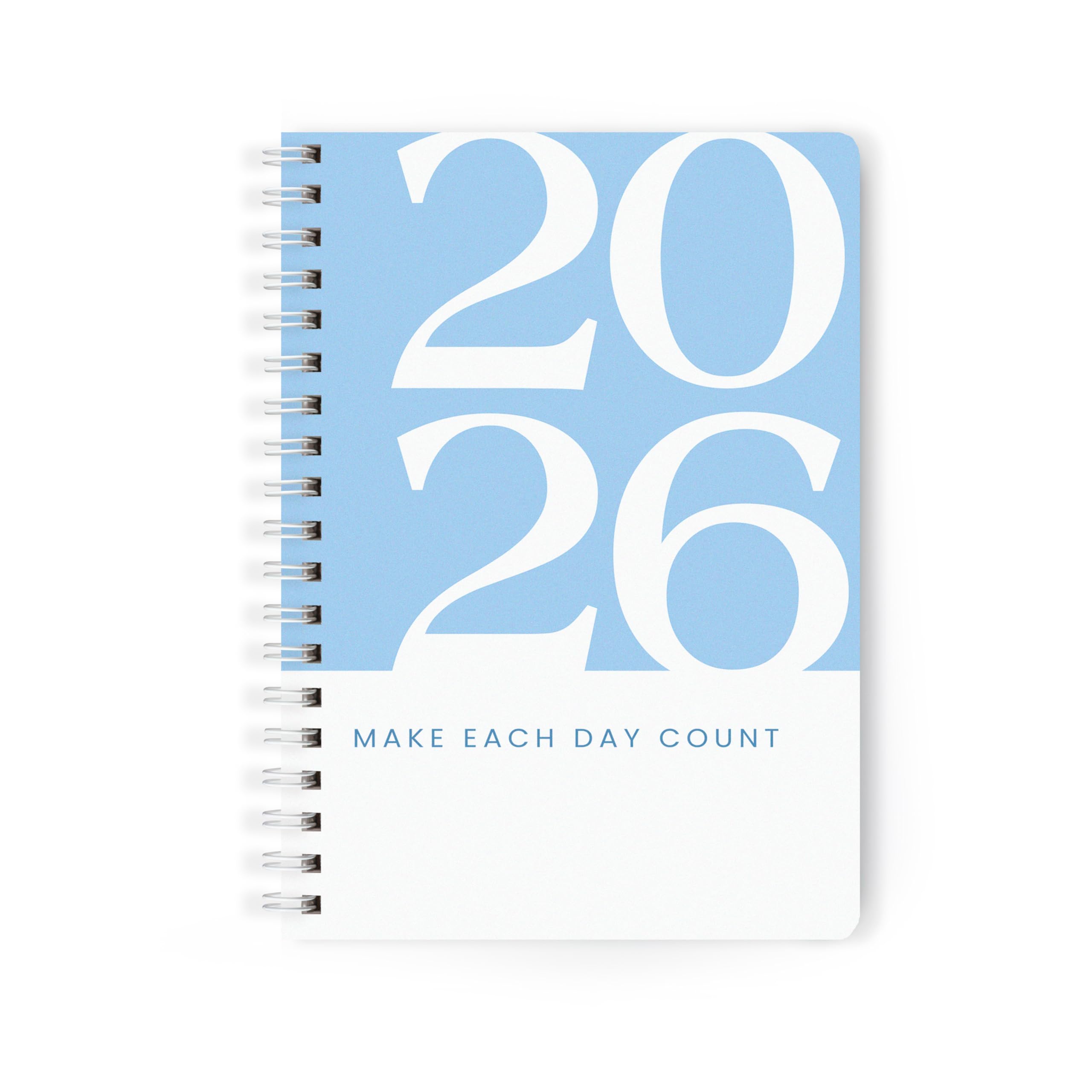 PAPBOO A5 Handy, Hardcover, Hardbound 2026 Diary with Calendar, Easy to Carry White Spiral Wiro Notebook: 80 GSM Paper, Ruled, 188 Pages, Journal, Diary, Gift(Blue)