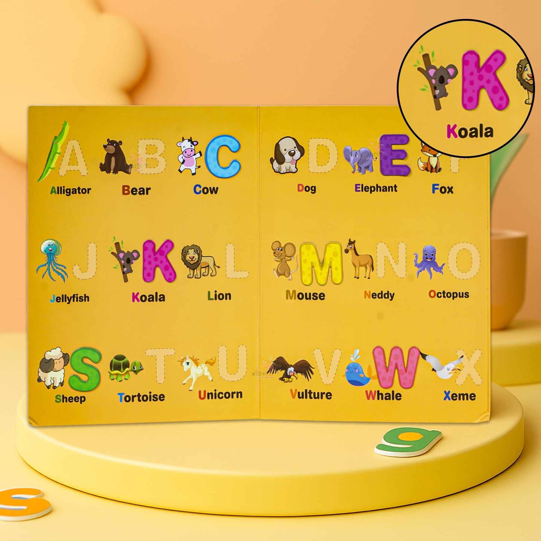 WISHKEY Magnetic Educational Letter Stickers for Kids – ABC Alphabet Magnets with Shape Matching Cards, Preschool Learning & Montessori Educational Toy for Kids Age 3+ Green 2