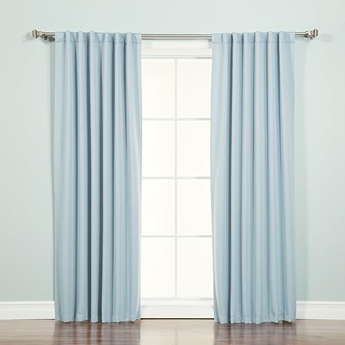 Best Home Fashion Cortinas opacas con aislamiento térmico, pestaña trasera, bolsillo para barra, azul cielo, 52 pulgadas de ancho x 96 pulgadas de