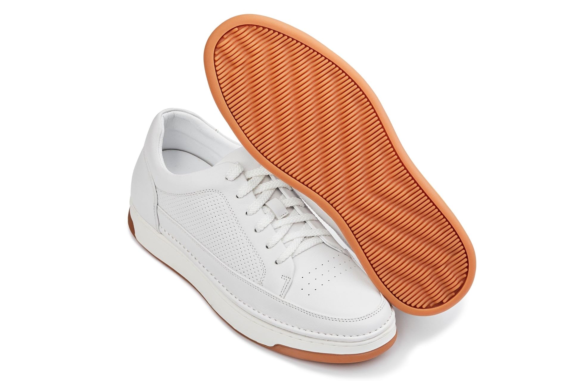 CALTO Zapatos de elevación invisibles para hombre con aumento de altura – Zapatillas de cuero de primera calidad con cordones – 2.6 pulgadas más altas