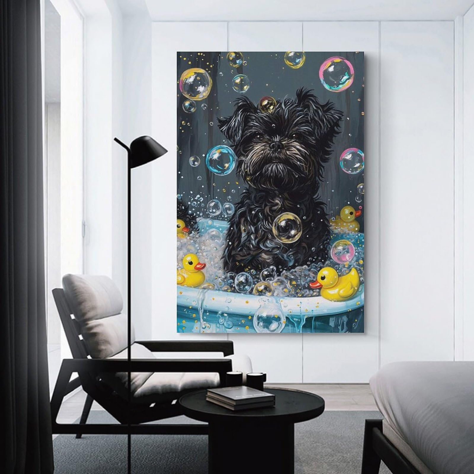 Junmoney Unframe-Style-12 Hanging Wall Art Bath Time Fun With Puppies, 20X30inch(50X75cm), For Gallery Wall Layouts In Home Or Office, An Easy Match For Collected Prints