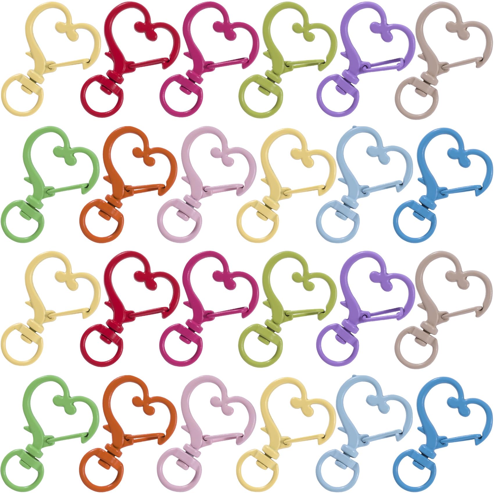 OIIKI 24PCS Heart Swivel Clasps, Heart Keychain Clips for Crafts, Colorful