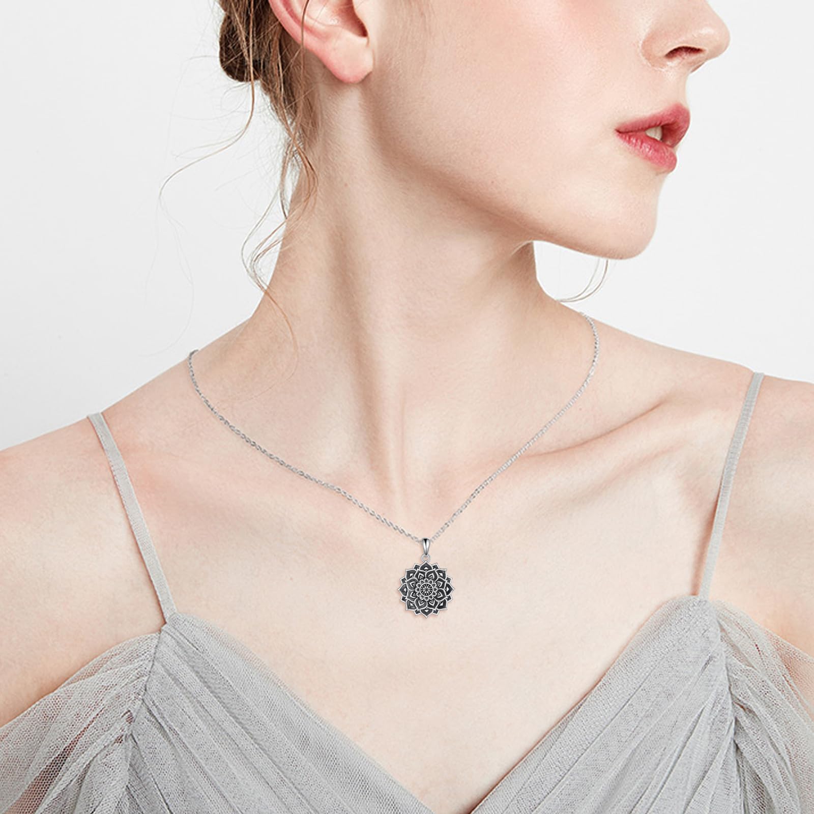 YAFEINI Lotus Kette für Damen Sterling Silber Lotus Halskette Anhänger Schmuck Mütter Tag Geburtstag Geschenke für Mädchen