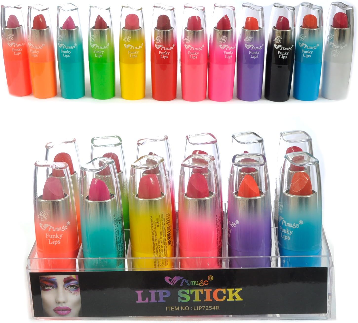 Amuse 12 Pcs Full Set Of Funky 12 Color Lipsticks #7254R