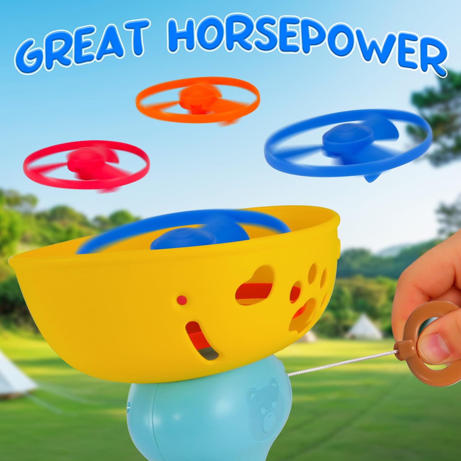 Outdoor Flying Disc Launcher Toys Set Pull-String Launchers Flying Toys Summer Fun Outdoor Activities