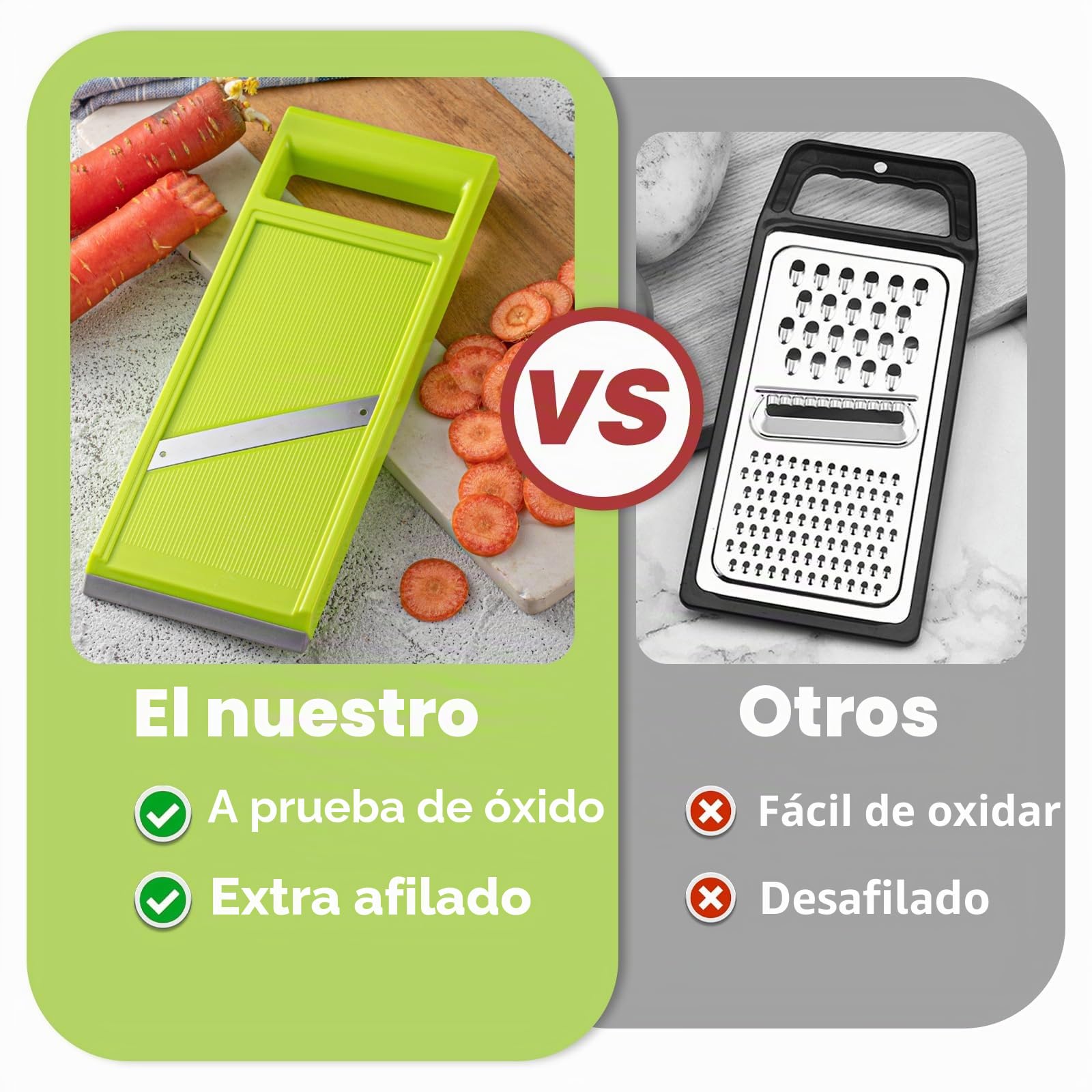 Mandolina de Verduras Portátil Extra Afilada, Mandolina de Mano de Acero Inoxidable Apta para Lavavajillas, Mandolina de Cocina con Mango Ergonómico para Patatas Zanahorias Pepinos