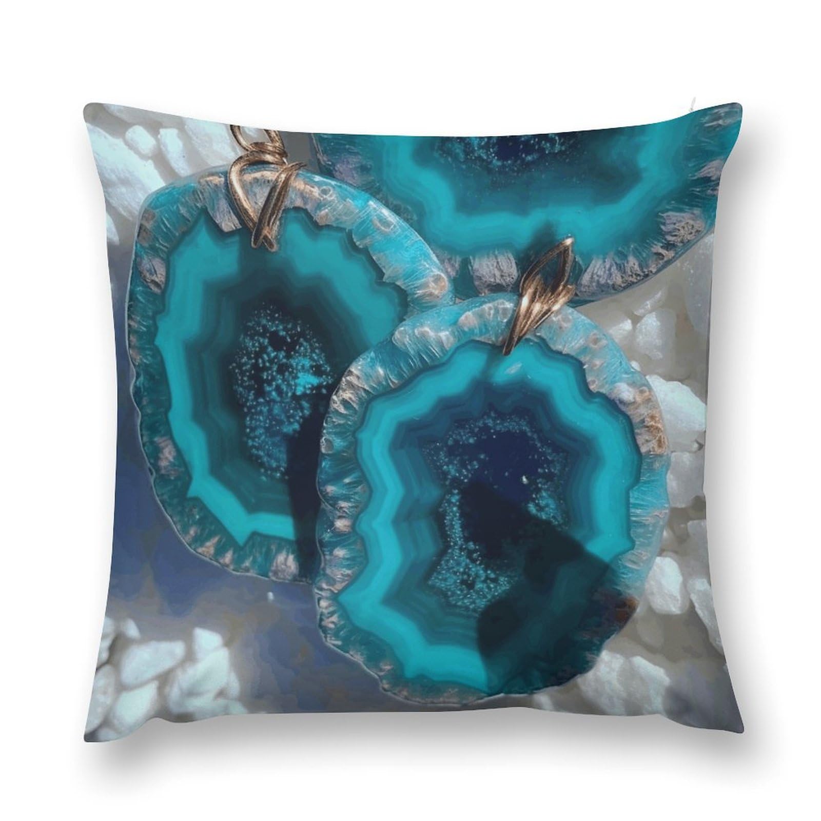 Taie d oreiller bleu sarcelle en agate avec fermeture eclair
