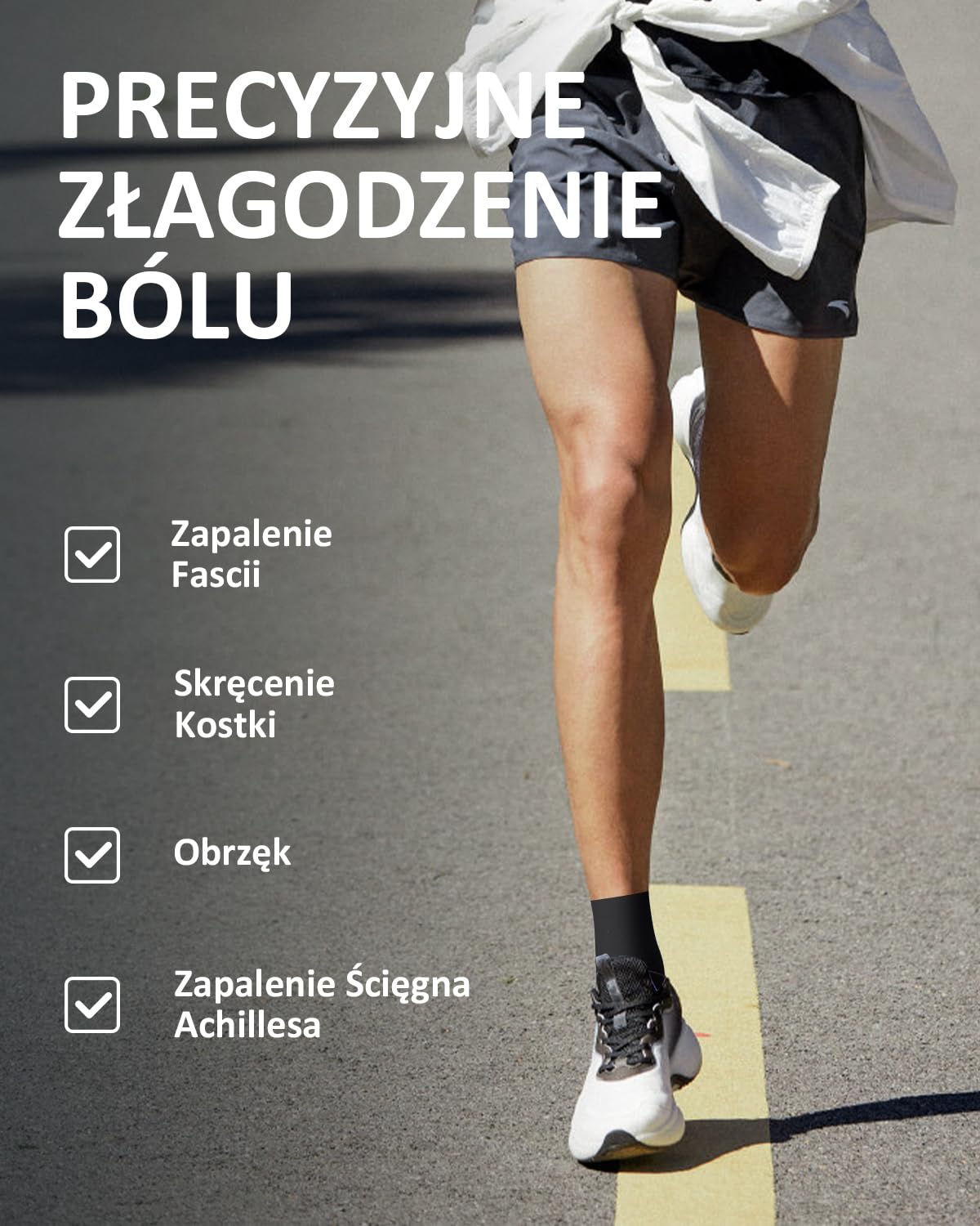 Skarpety Kompresyjne Mężczyźni Kobiety: Terapia Neuropatii i Plantarnego Zapalenia Powięzi, Skarpety wspierające piętę, łuk stopy i ścięgno Achillesa - 1 Para