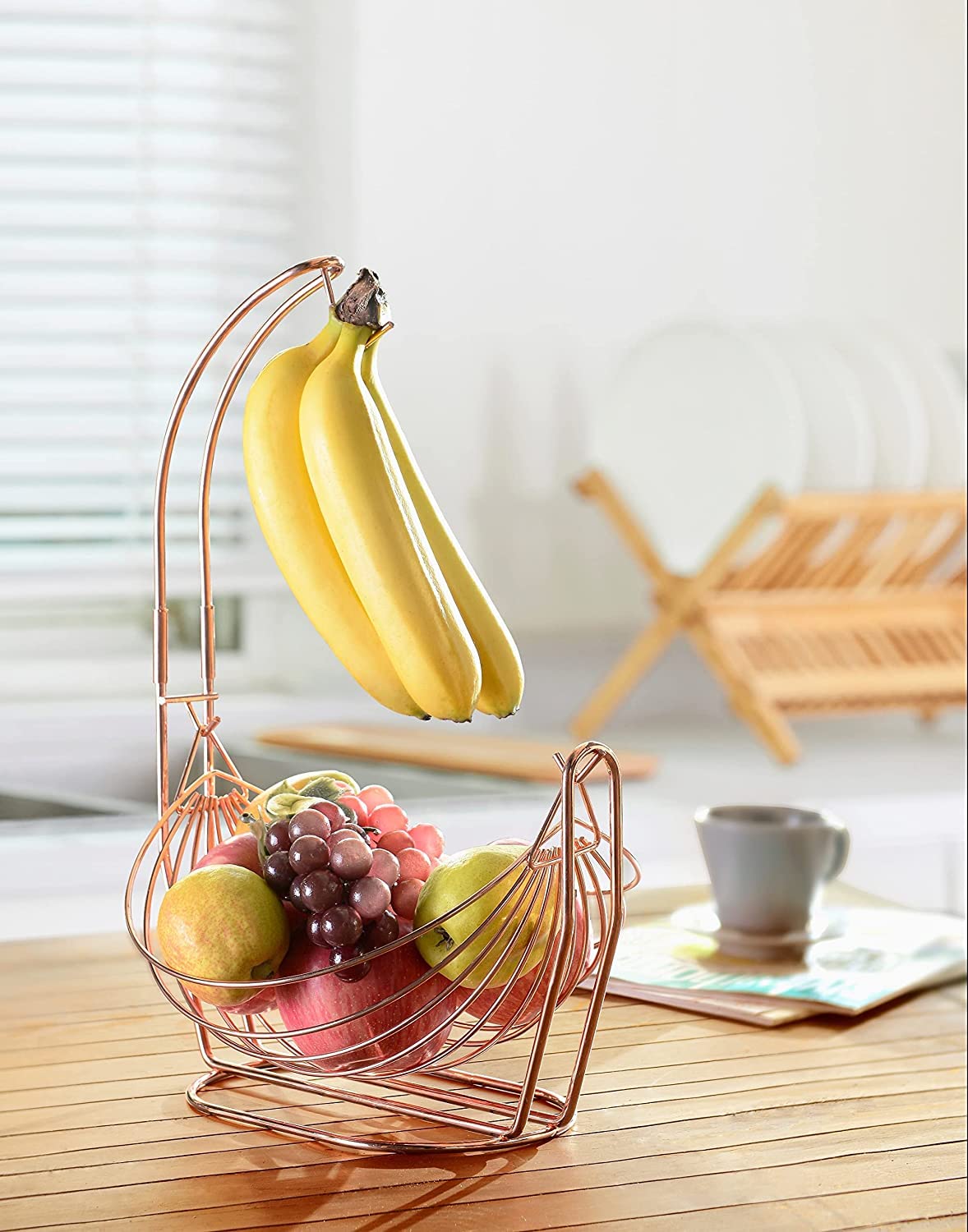 W Home Jiallo Rose Gold Fruit basket with Banana Hanger (Banana_G)
