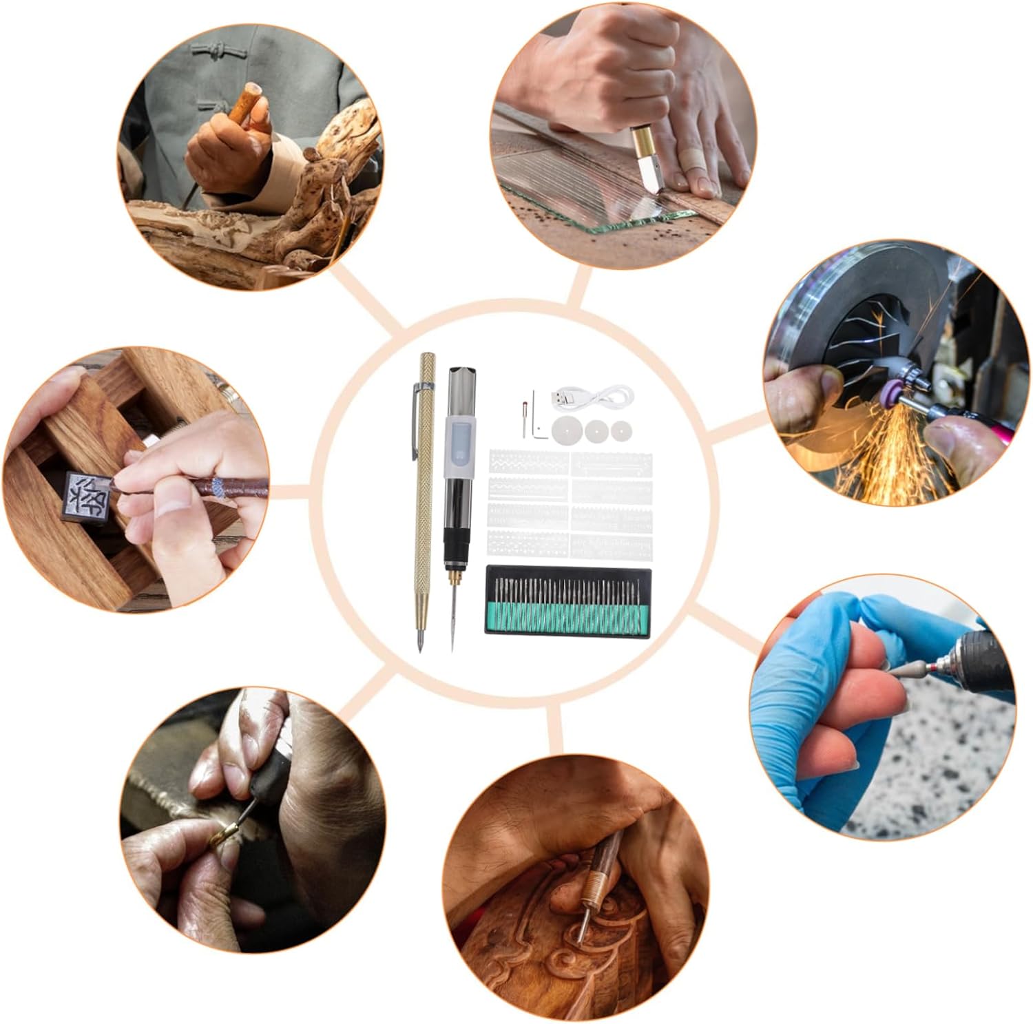 BEBEMOKO 1set Electric Grinding Pen Adjustable Speed Tool for Crafting Polishing Engraving DIY Projects Lightweight Design Accessories Ergonomic Handle for Easy Use