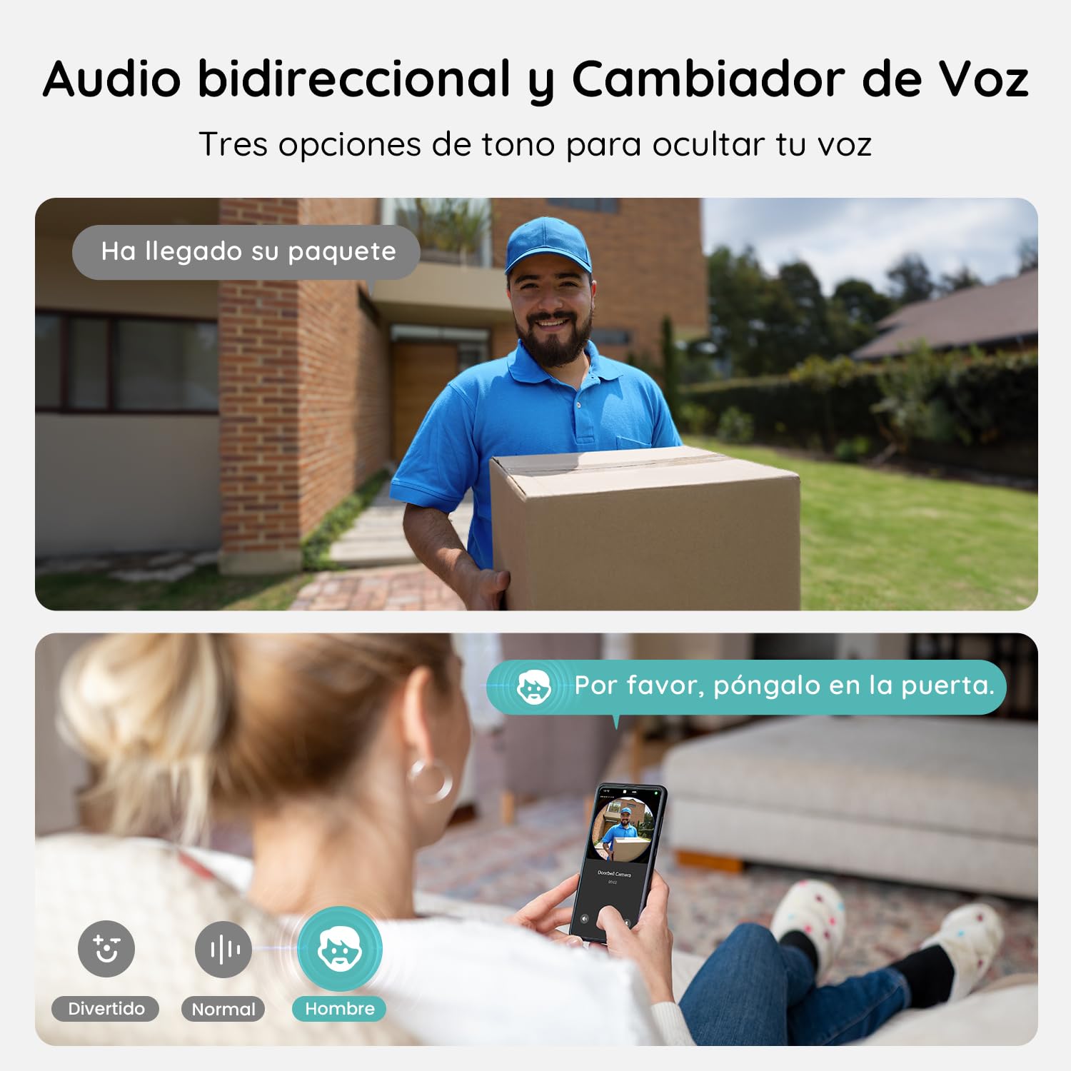BOIFUN 2K Timbre inalámbrico Exterior Impermeable, Visión 180° sin Puntos Ciegos, Instalación Sencilla, Detección Humana PIR, Visión Nocturna, en Tarjeta SD/Nube, Alerta, IP65, Solo Wi-Fi 2,4 GHz