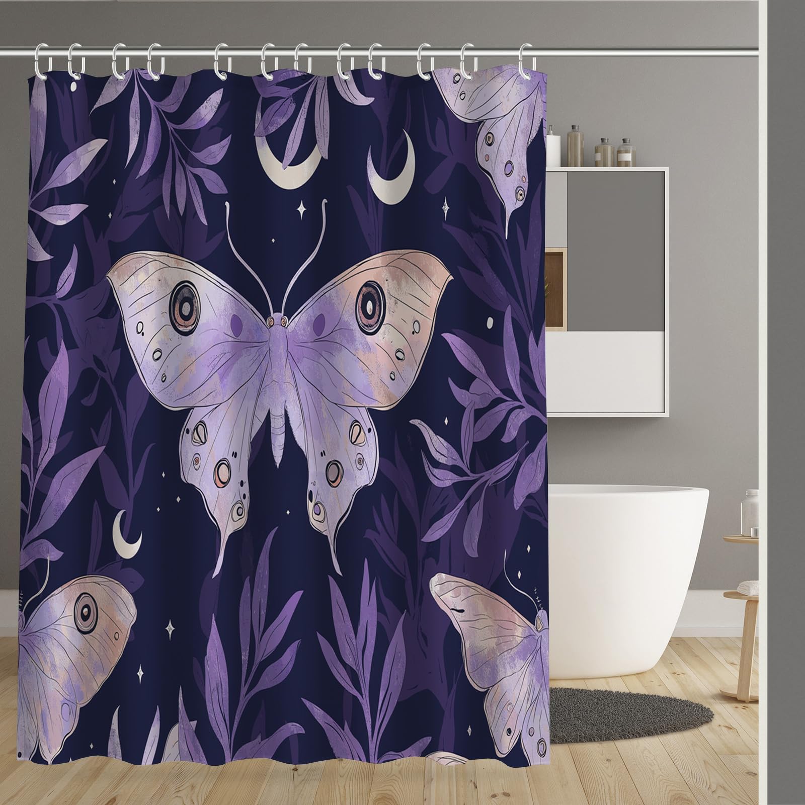 Rideau de douche anti éclaboussure en tissu polyester pour baignoire propre et saine