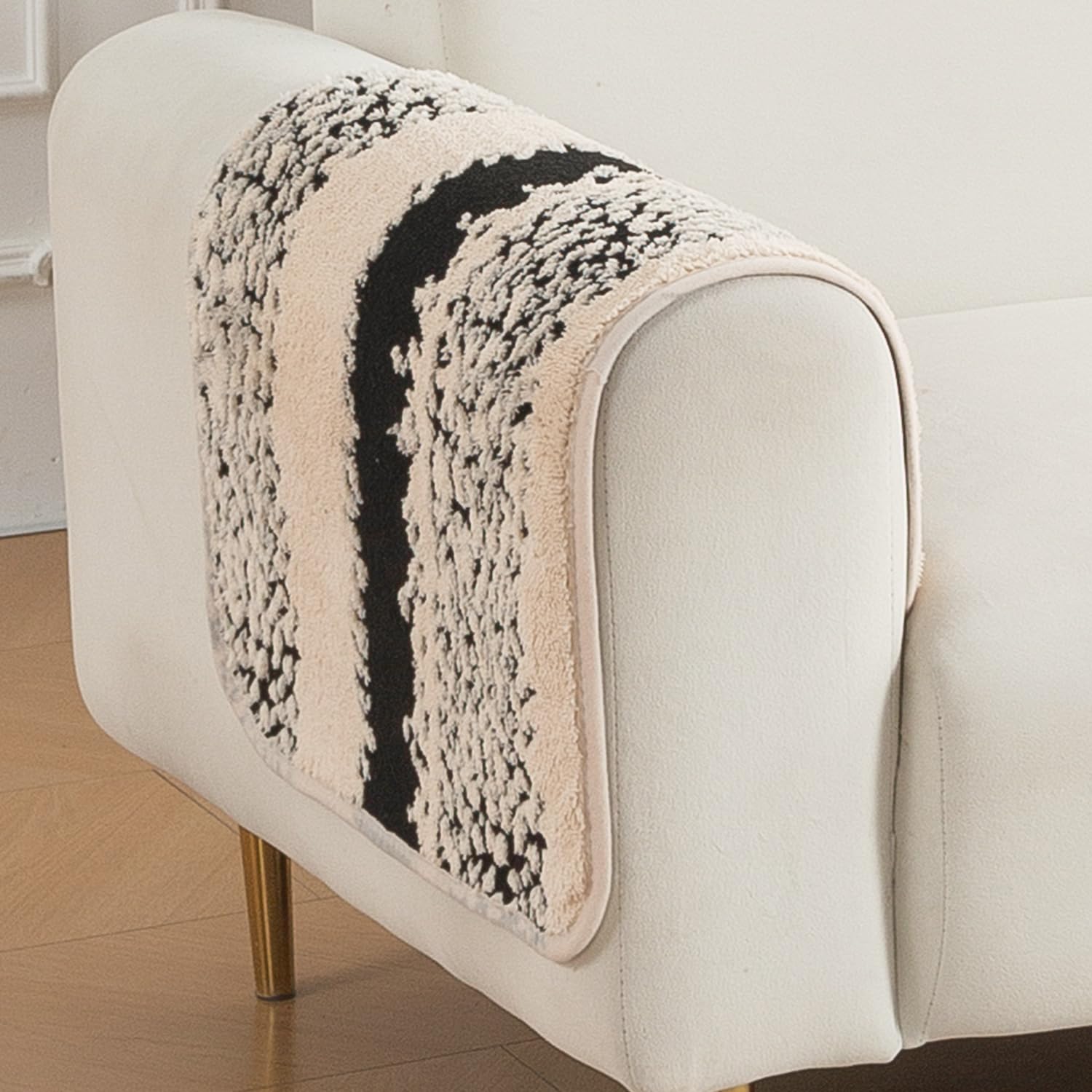 HOKIPO Noirea Sofa Armrest Cover, 2 Pc, Textured Stripe