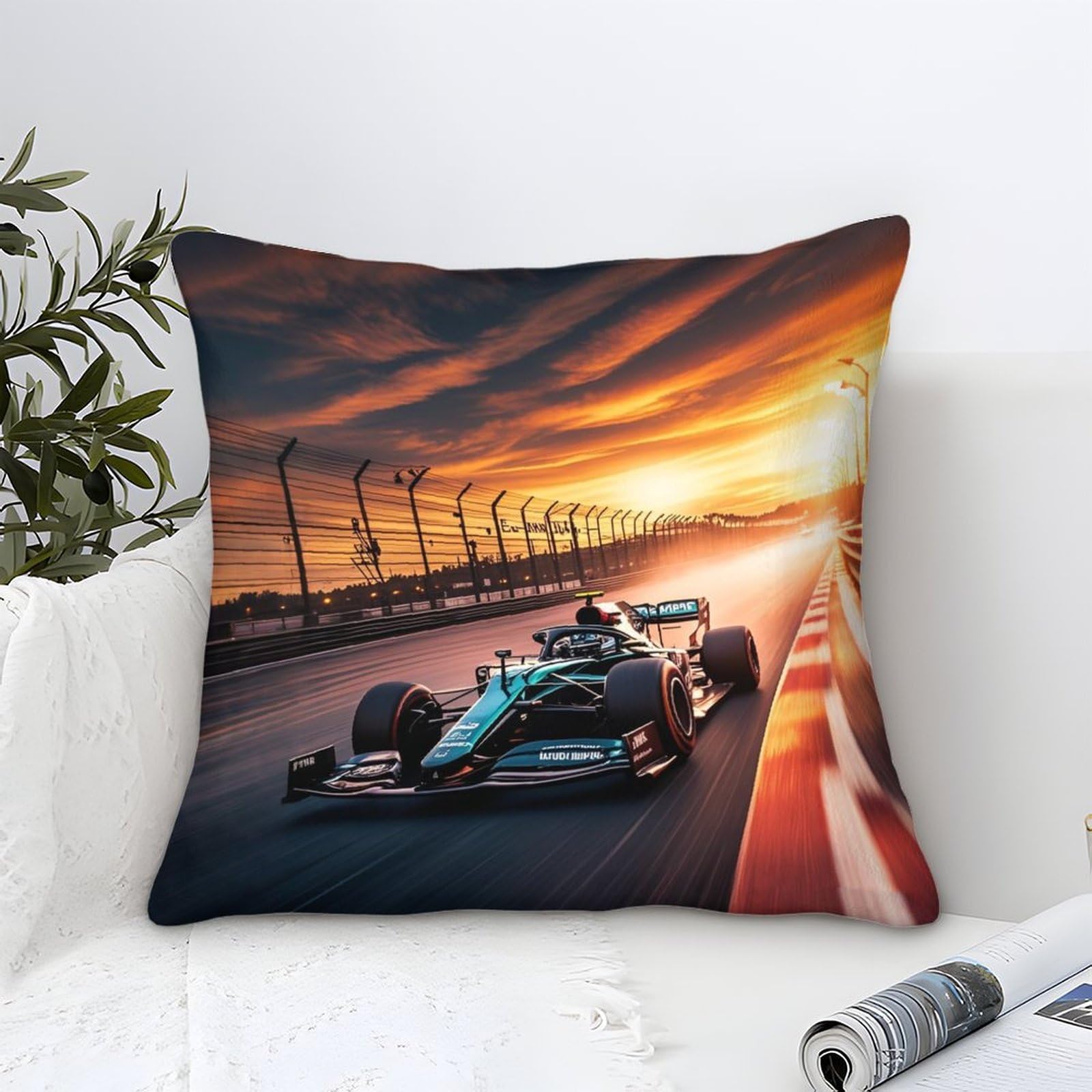 3U6C4M9K Cushion Covers Formulaa Racing, Square Pillow Cover 45x45cm with Racing Car Pattern Home Decorations Cushions for Livingroom Couch Sofa Decor Throw Pillow Case
