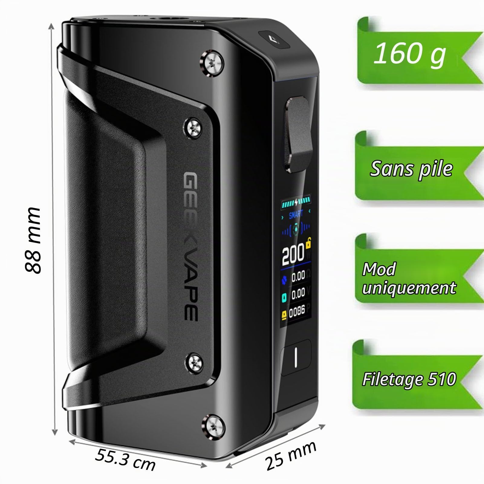 GEEKVAPE Aegis Legend 3 Mod | Geekvape Aegis Legend III 200W TC Box Mod Smart Lock Design 510 Thread Support Z Sub Ohm Tank/Z Nano 2 Tank/Z Fli Tank