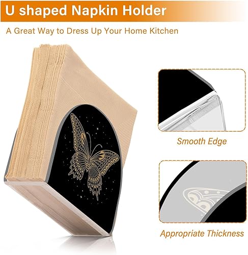 Miniatura 3 de Servilletero de mariposa dorada para mesa de papel, dispensador de pañuelos acrílicos, cocina, comedor, baño, fiesta, decoración de automóvil