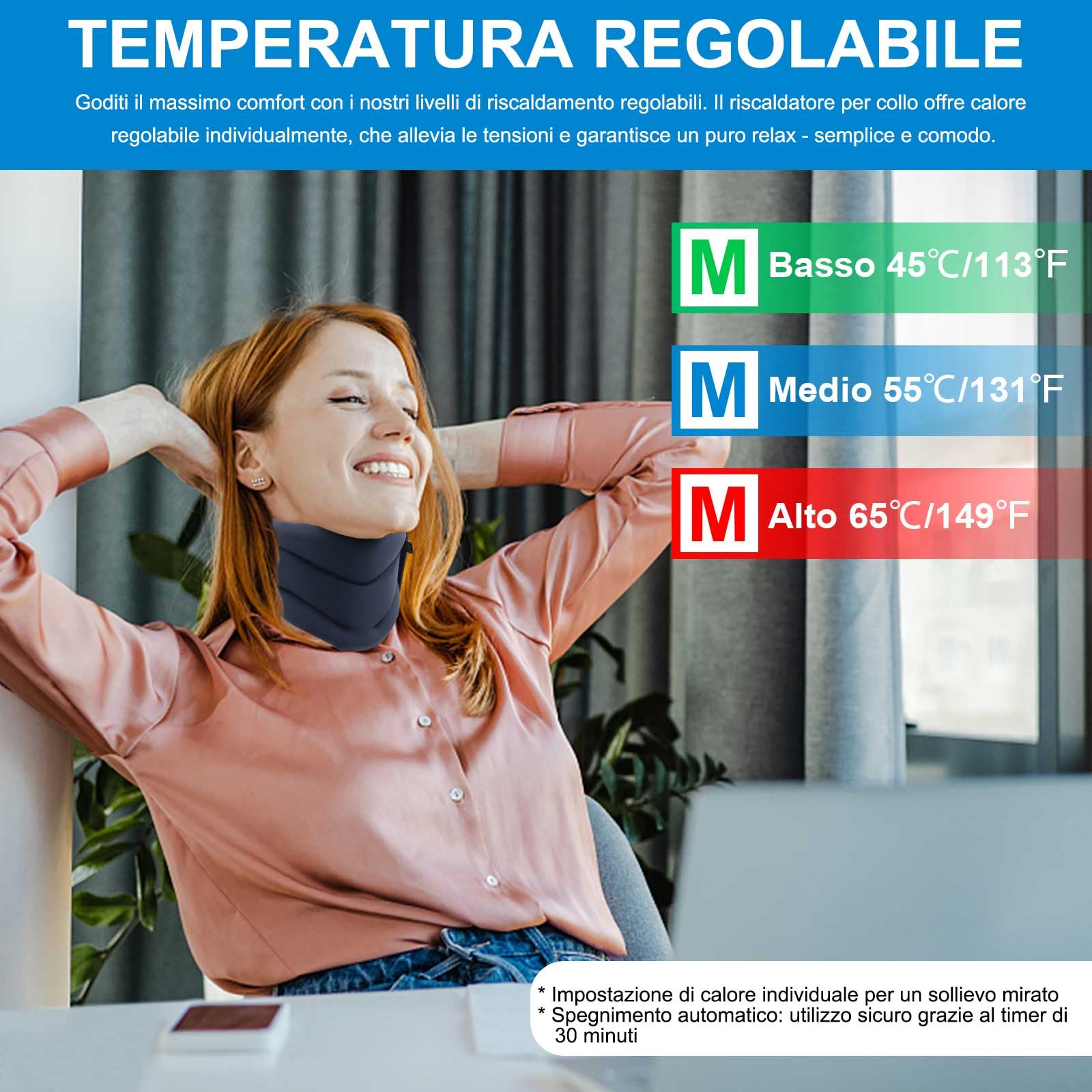 HONGJING Supporto per collo riscaldato per dolori al collo e sostegno, collare in schiuma morbida con riscaldatore, per avvolgere Align Stabilize