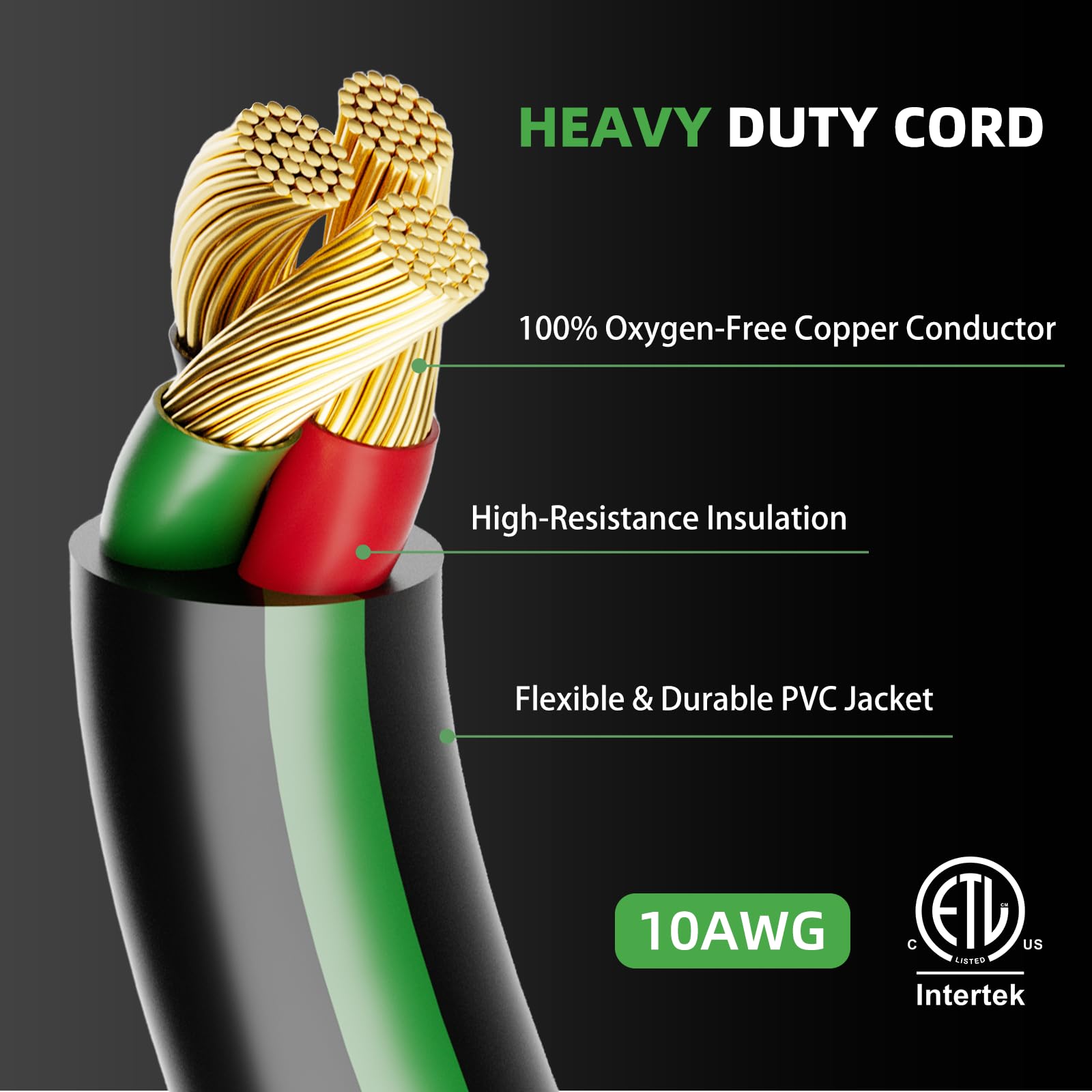 Cable de extensión para RV de 30 amperios, 50 pies con mango de agarre, calibre 10 resistente, cable STW, de cobre puro, para RV, NEMA TT-30P/R con organizador de cables para caravanas,