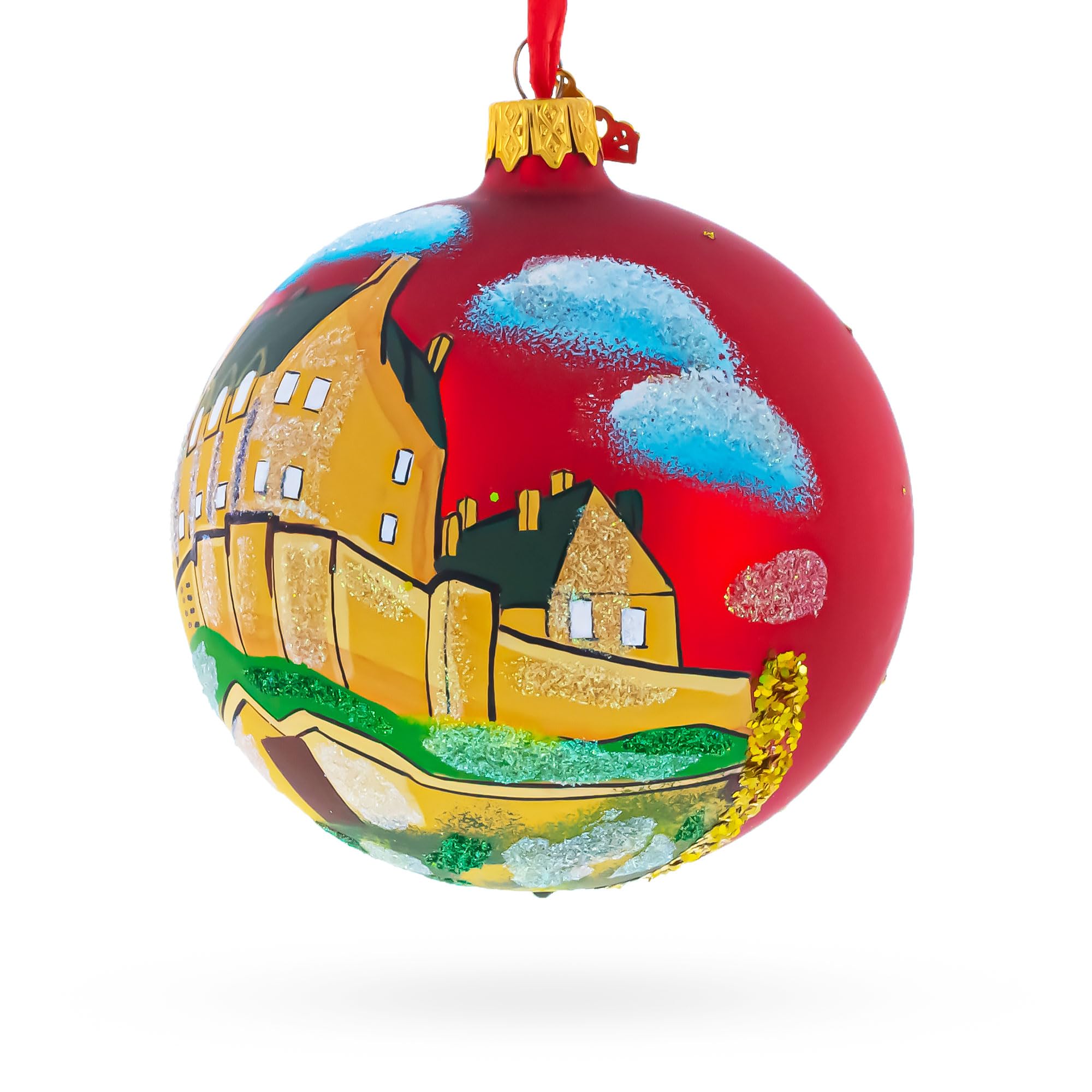 Bola de Navidad de Vidrio de Castillo de Edimburgo, Escocia 4 Pulgadas