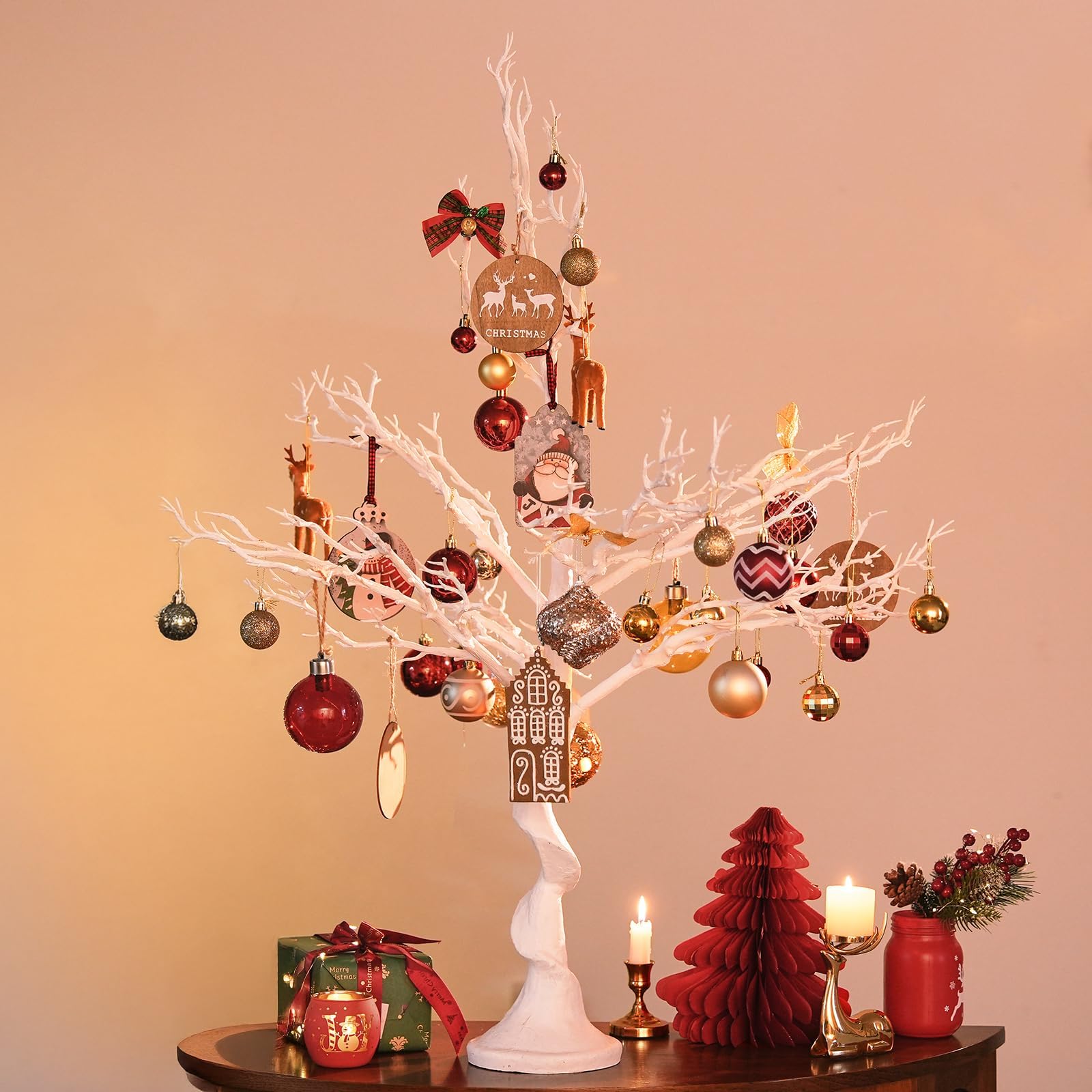 Alberi Artificiali Bianchi per Natale Decorazione, 105cm | Riutilizzabili, Decorazioni da Appendere Fai Da Te, Albero Alto per centrotavola, matrimoni, Pasqua, Halloween, compleanni