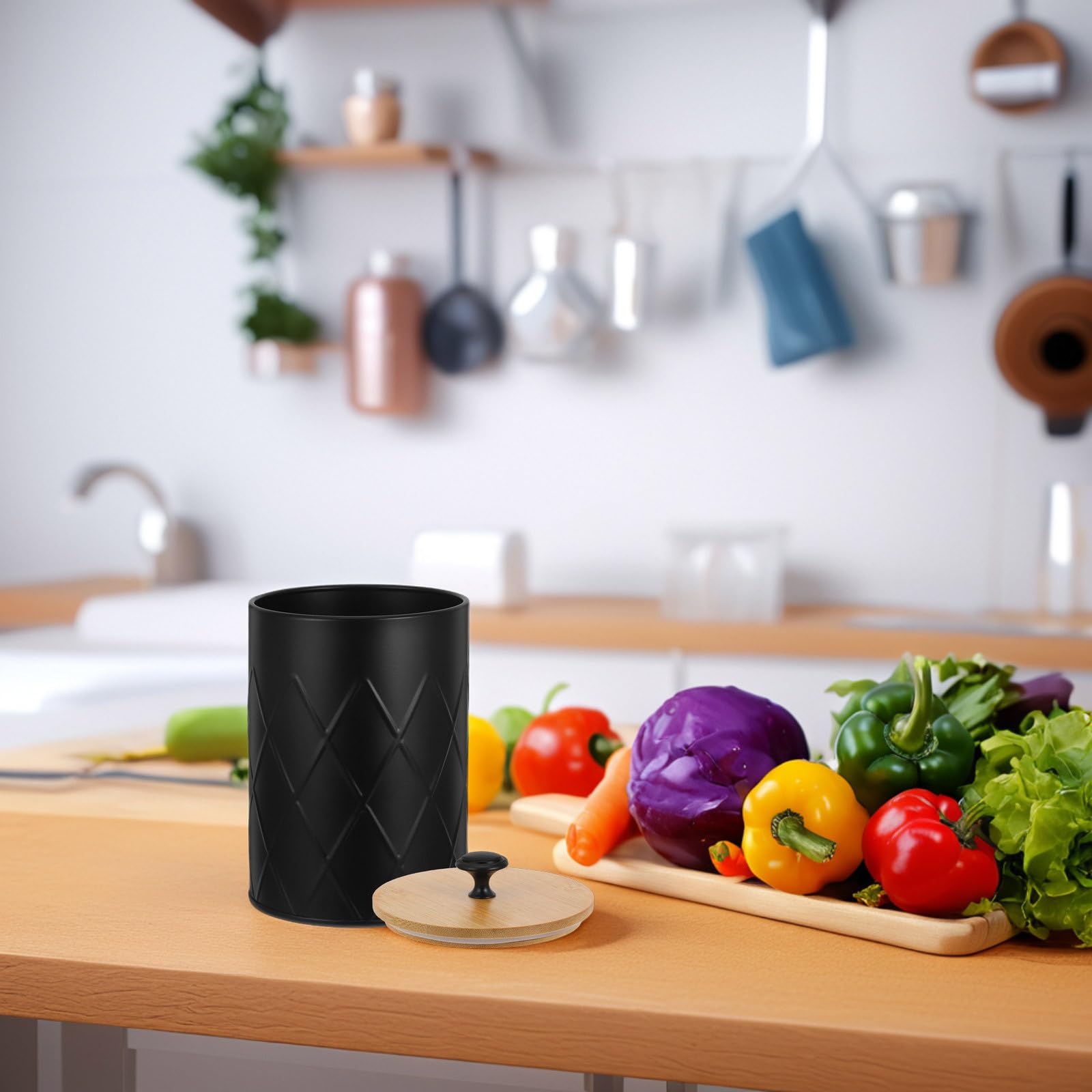 Bote de Almacenamiento de Cocina Metálico Hermético Negro 1, 2 L