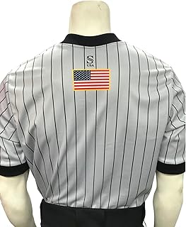 Smitty | I205-GFBK | IAABO Basketball Referee Shirt Gold Flag on Back USA | School Approved Official Uniform | Grey Black (4XL)