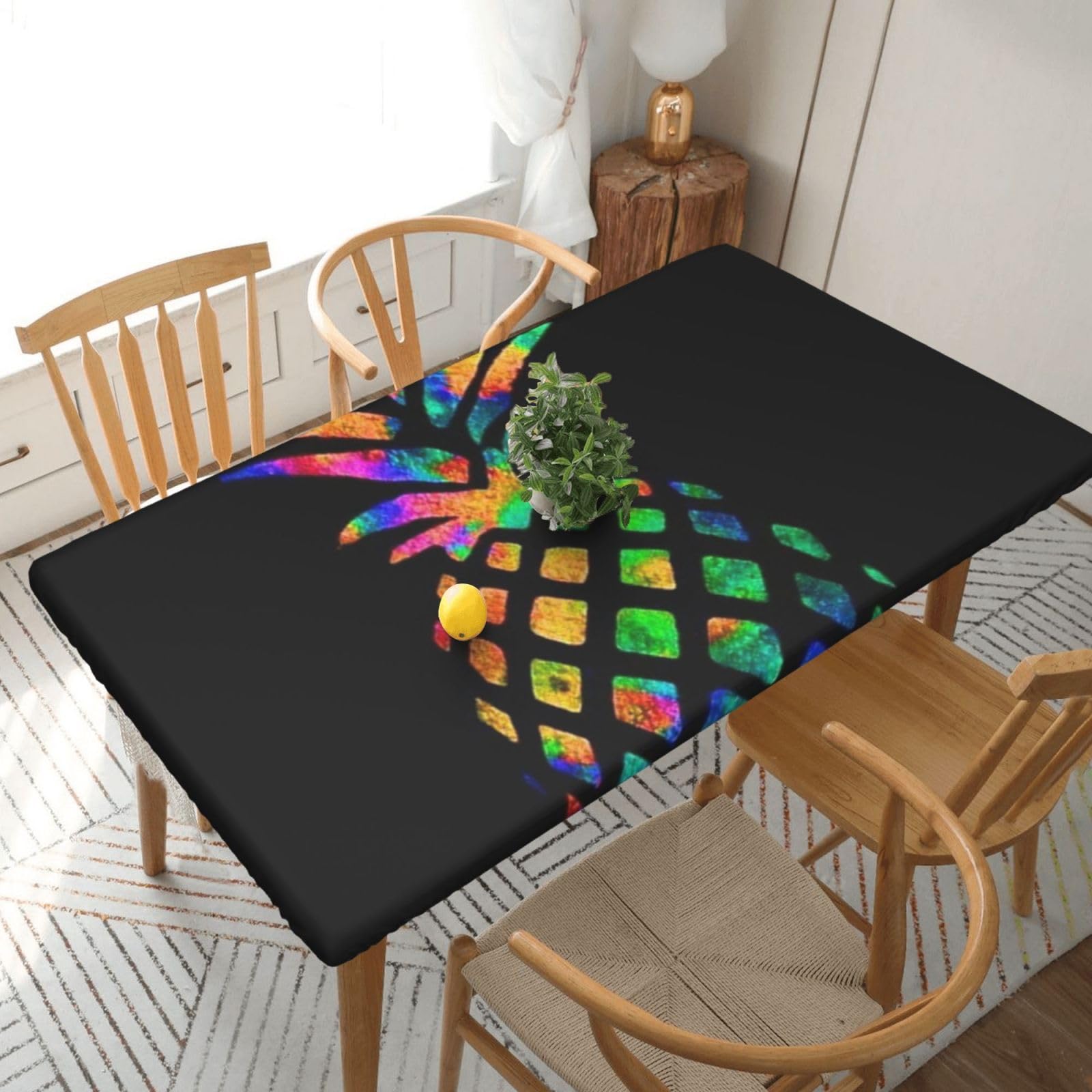 BNVSADC pineapple Printed 5FT Tablecloth Polyester Kitchen Water Resistant Table Cloth Dining Table Decoration Table Covers, 152x76 CM