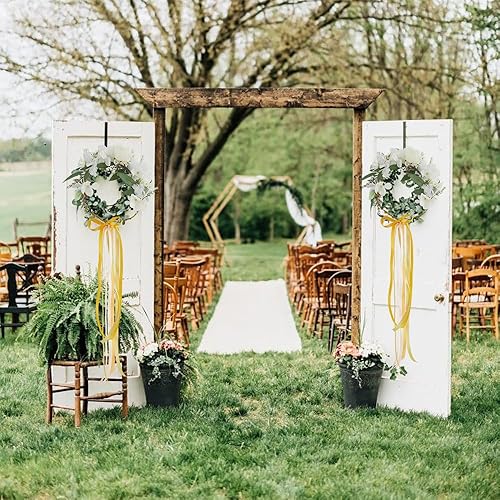 Miniatura 6 de HUIHUANG Cinta fina de satén de 38 de pulgada, 5 rollos en total de 50 yardas surtidas champán, amarillo dorado, oro Vegas y oro pálido para