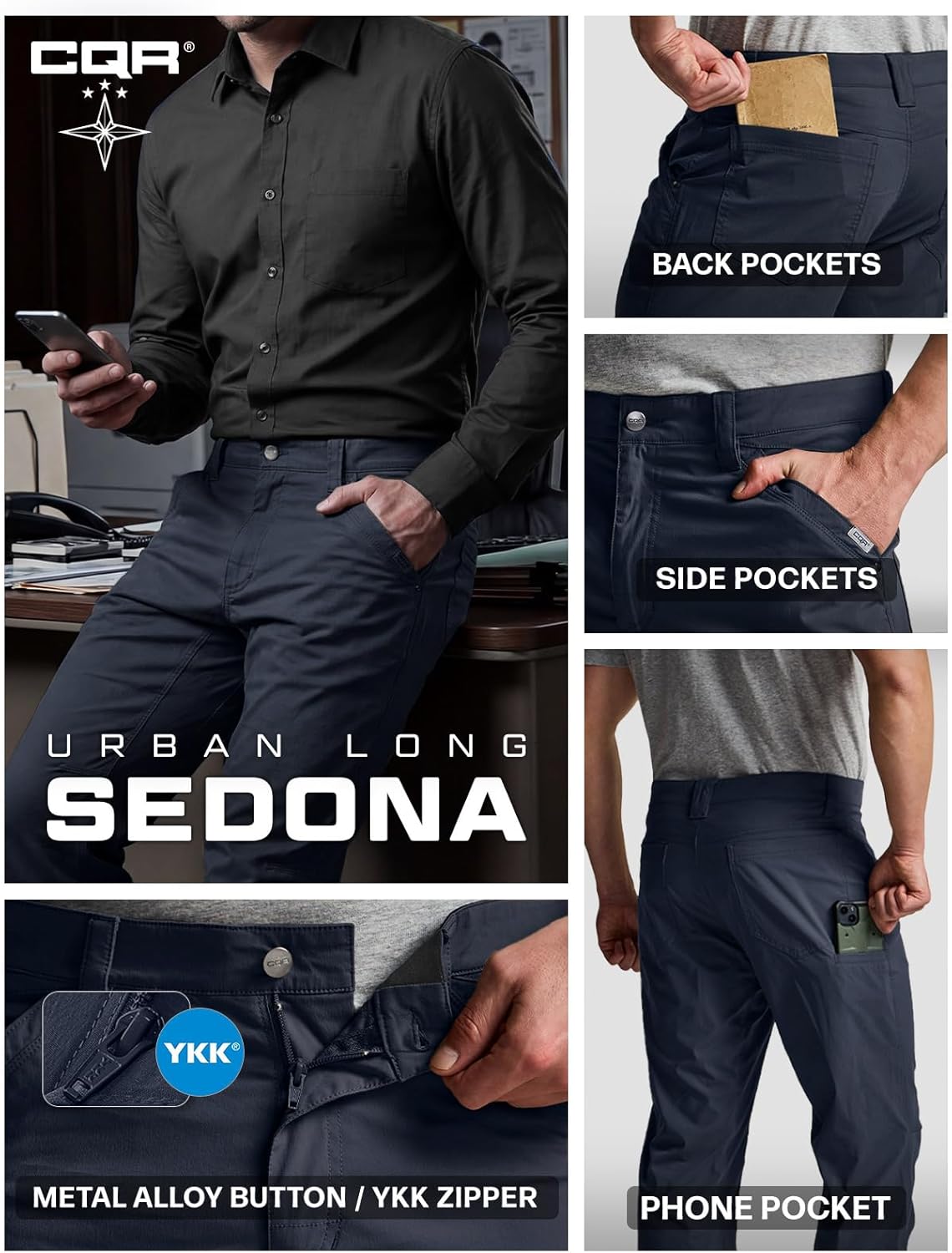 CQR Men's Vent Stretch Pants, Quick Dry Lightweight Casual Cargo Pants, Water Resistant Straight-Fit Utility Work Pants - Image 9