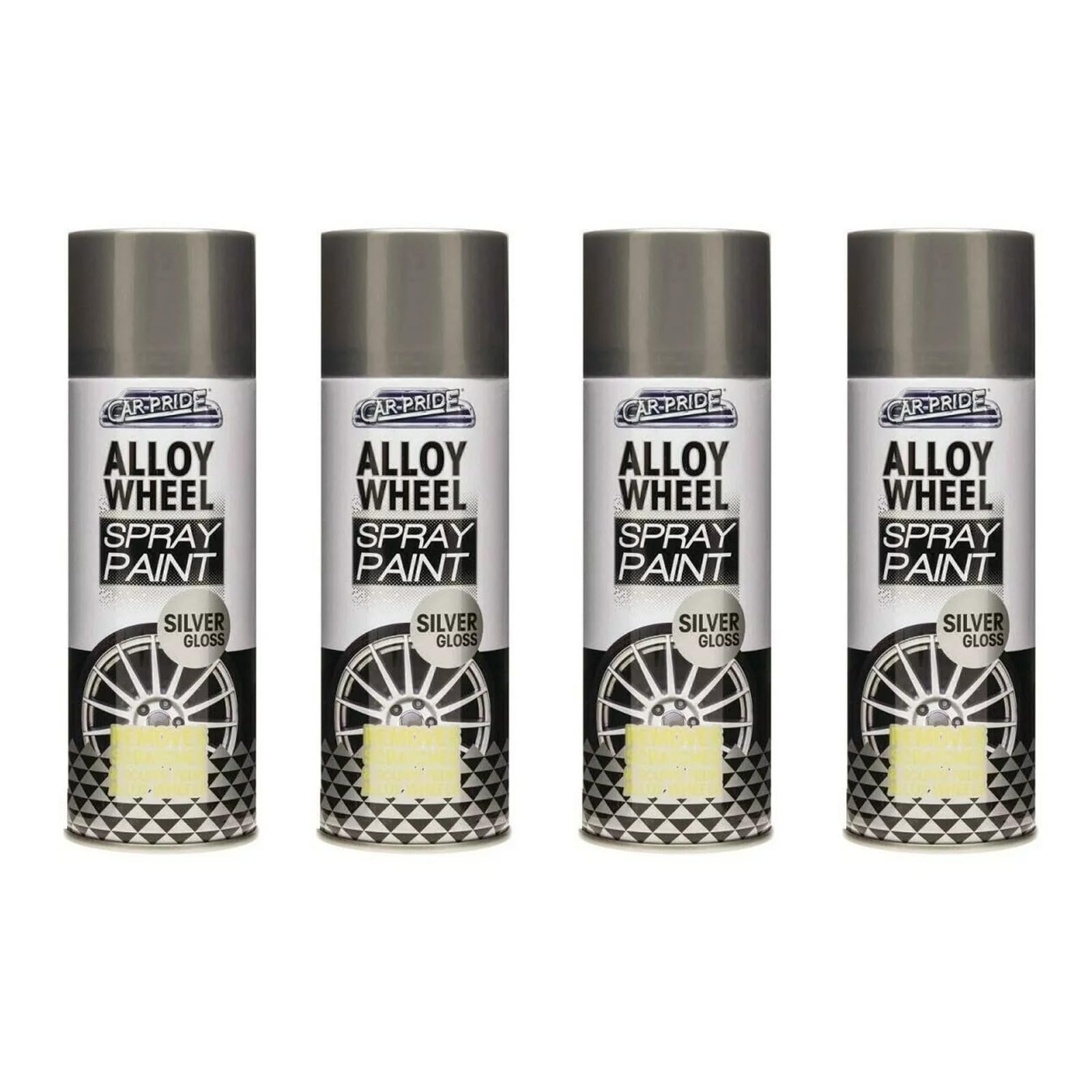DIOXSTAR Silver Gloss Alloy Wheel Spray Paint, Fast Drying, Removes Scratches & Scuffs from Alloy Wheels, Easy to Use, Protects Against Corrosion and Rust, 400ml (4 PCS)