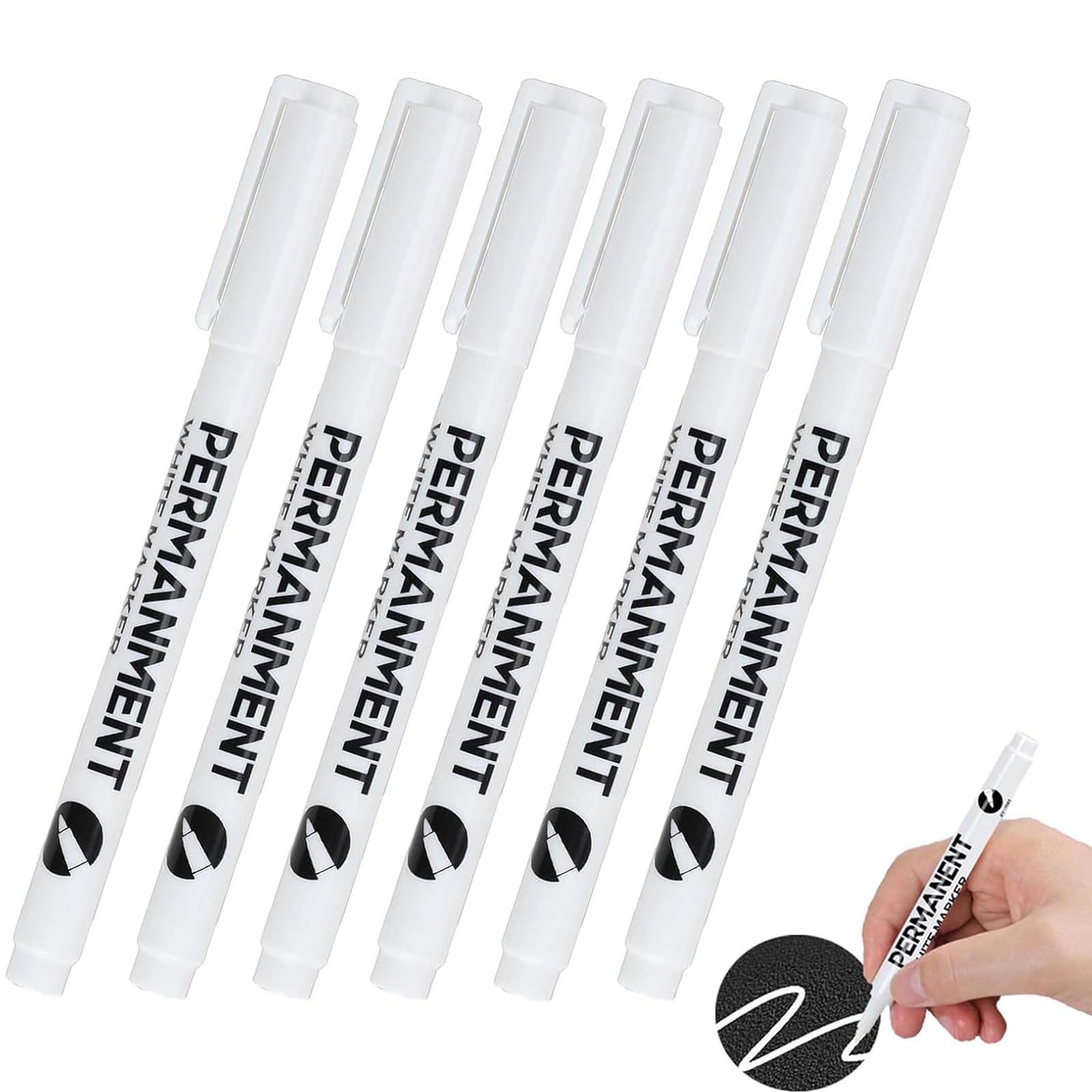 6 Stuks Permanente Witte Waterdichte Markeerstiften, Hoge Kwaliteit Acrylverf Markers, Multifunctioneel Verf Marker Pen Witte, Snel Drogen voor Kaart Tekening DIY Handgemaakt