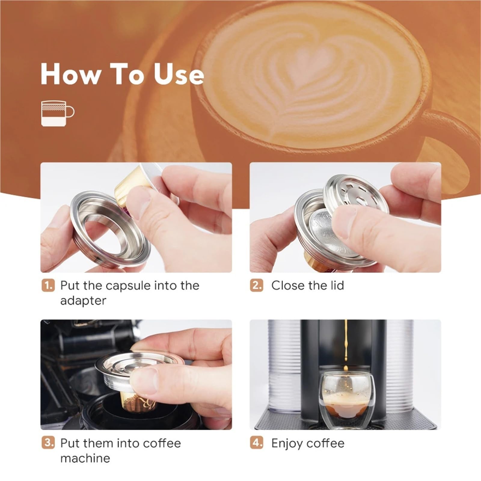 Compatible con Vertuoline Vertuo Next Pop, convertidor de cápsulas de café reutilizables, adaptador de acero inoxidable(40ml-80ml)