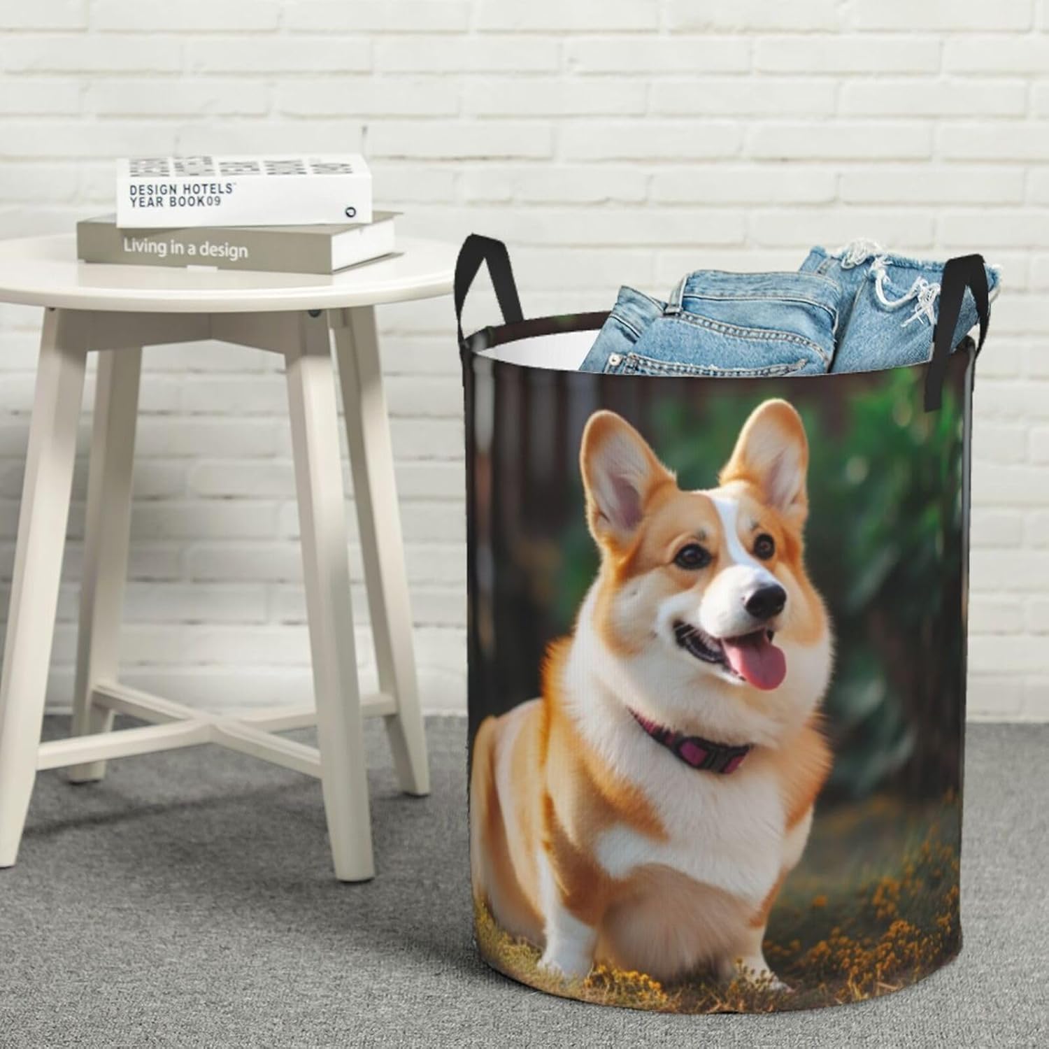 Dog Corgi Laundry Basket With Handles Foldable Oxford Cloth Tote Bag Laundry Hamper Waterproof Clothes Storage Bucket Toy Organizer For Laundry Room/Bathroom/Bedroom/Dormitories