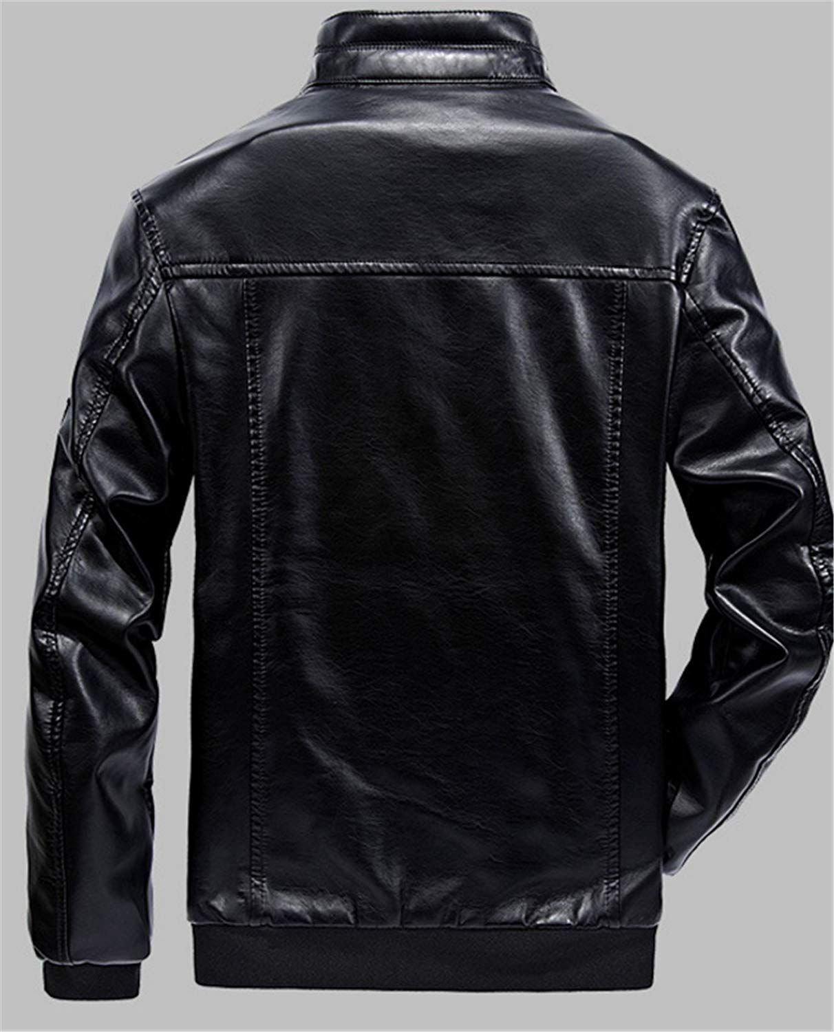 Huixin Męska wiatroszczelna kurtka zimowa ze skóry PU ciepła skóra PU kurtka motocyklowa streetwear kurtka motocyklowa odzież wierzchnia skórzana kurtka, Czarny, XXL